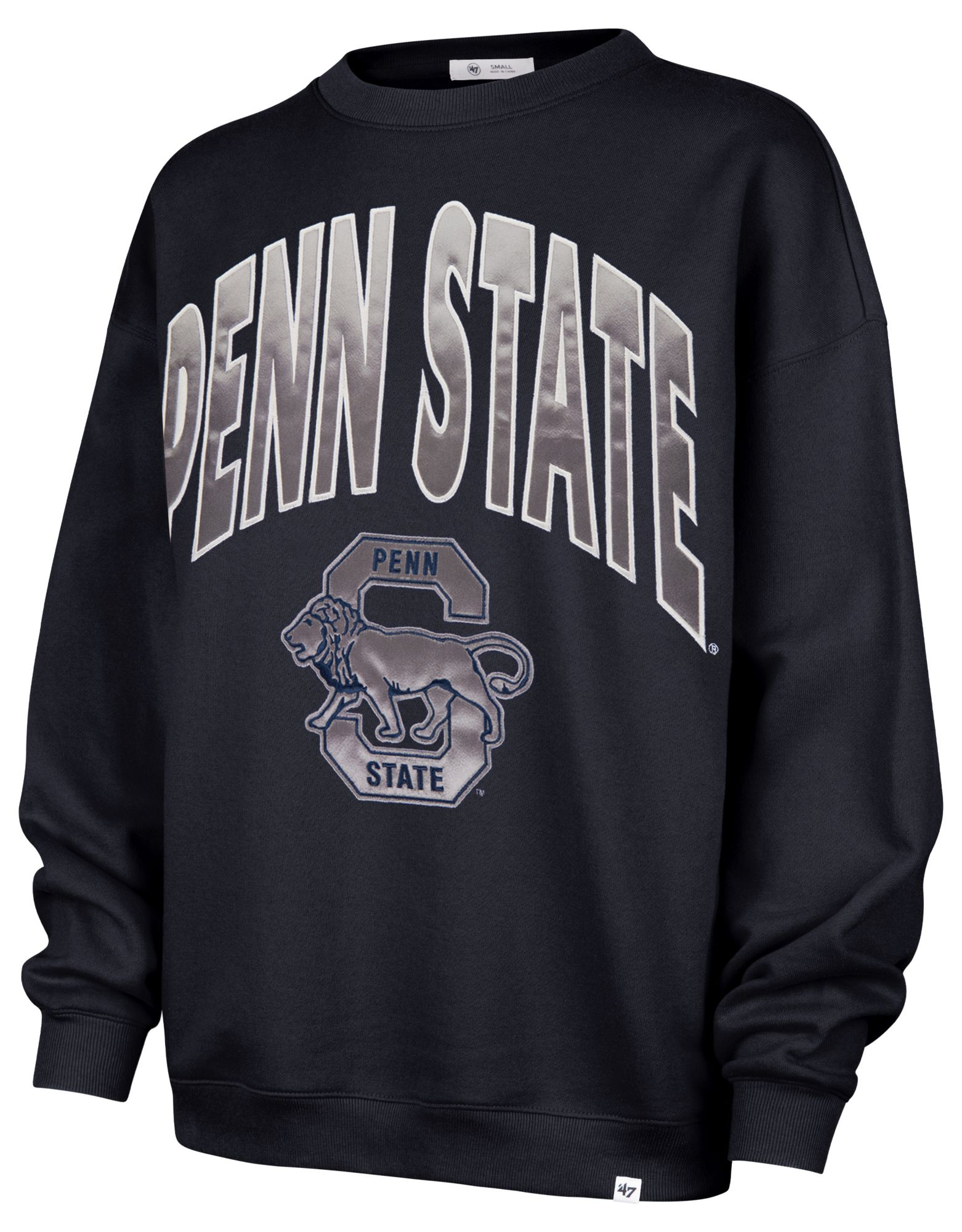 '47 Women's Penn State Nittany Lions Navy Satin Extra Innings Crewneck