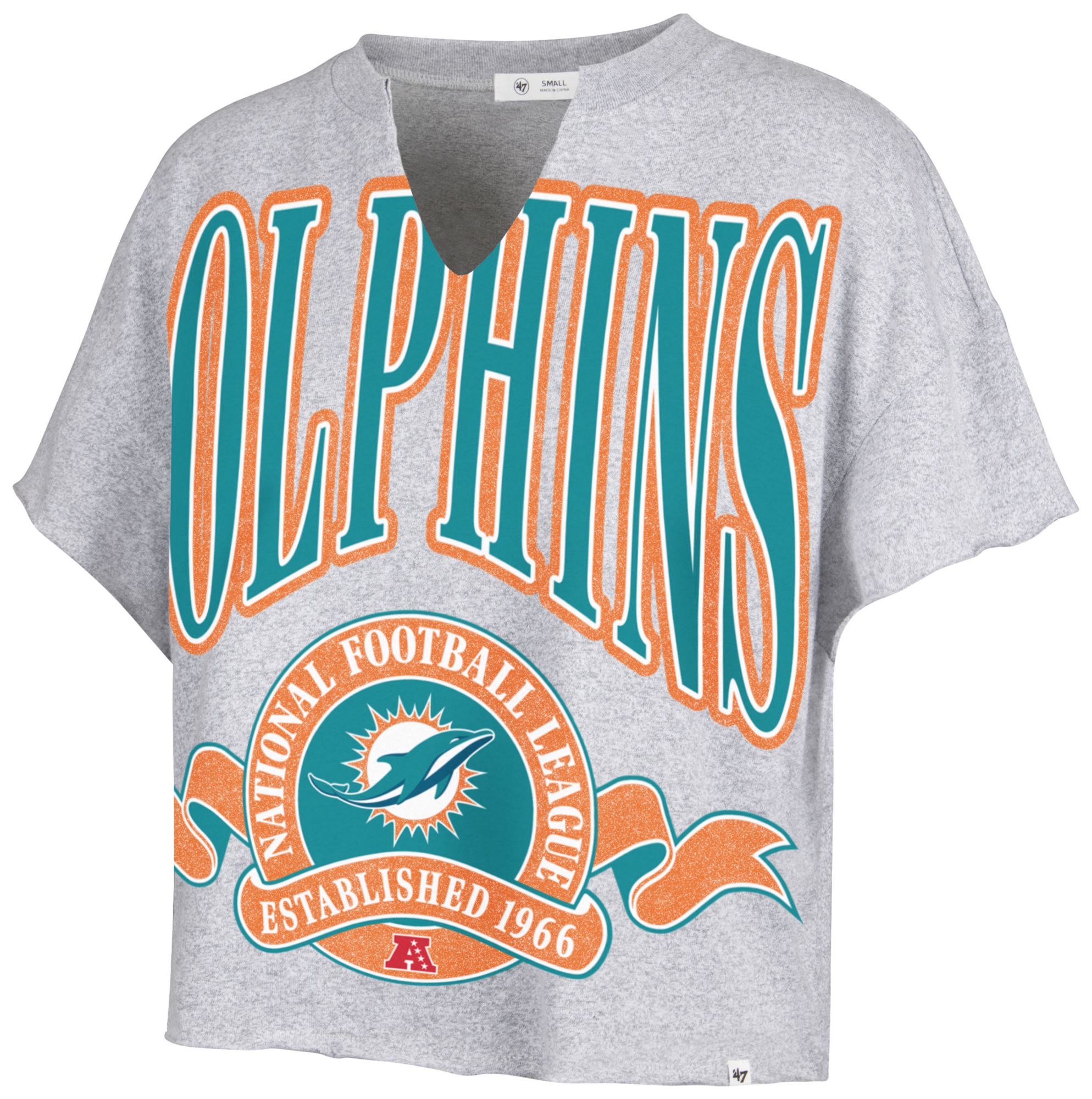 '47 Women's Miami Dolphins Gray Banner Out T-Shirt