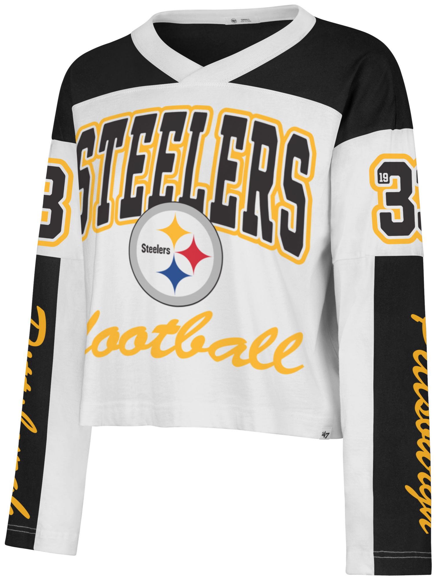 '47 Women's Pittsburgh Steelers White Exclamation Long Sleeve Shirt