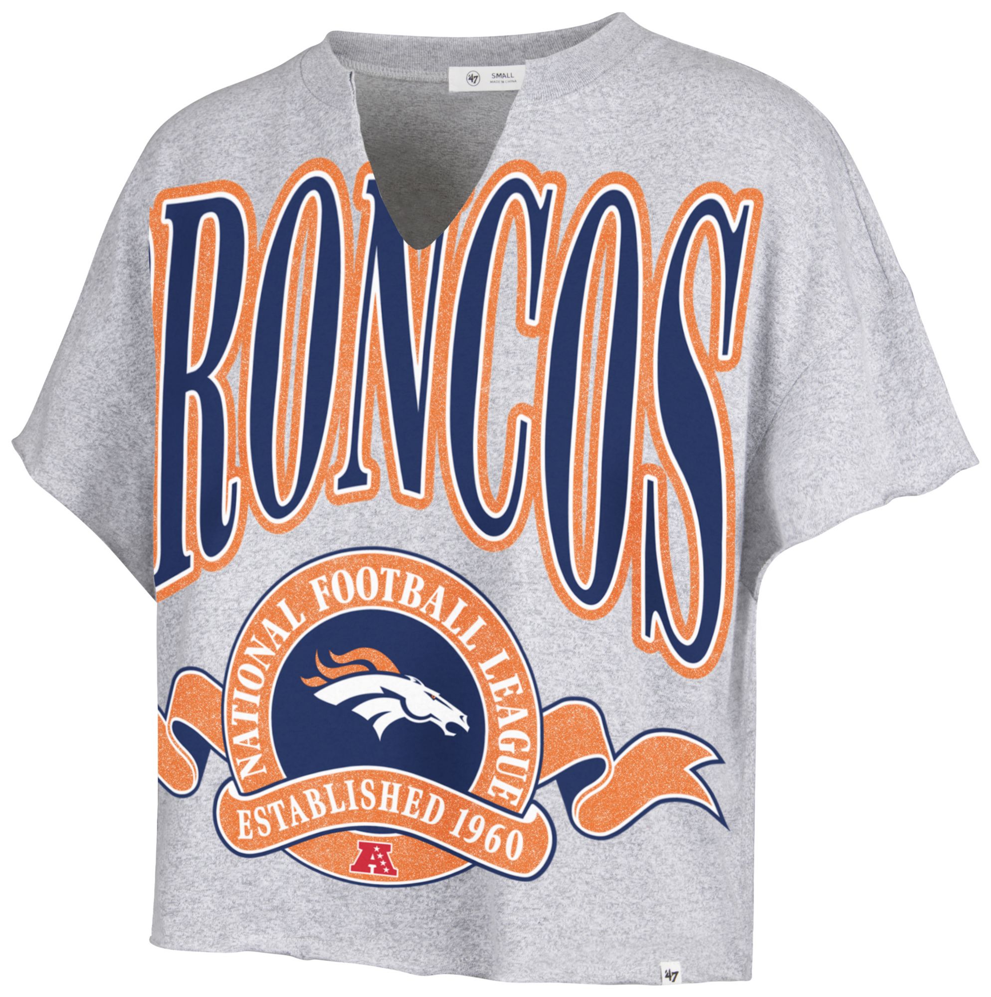 47 Women's Denver Broncos Gray Banners Out Oversized T-Shirt