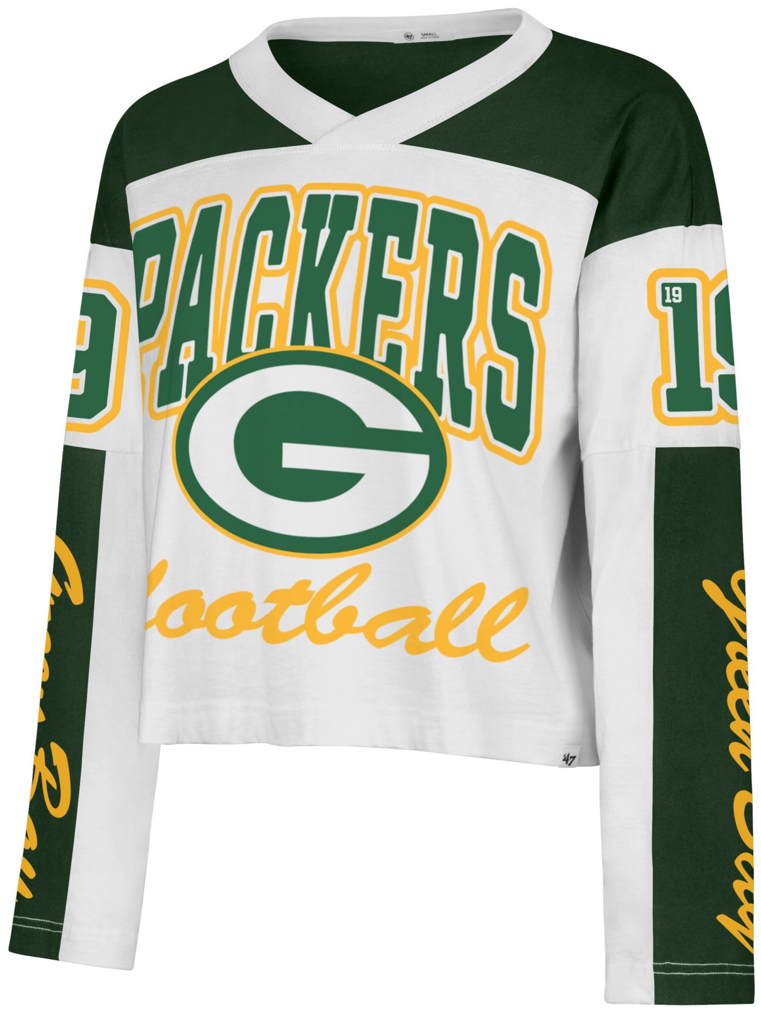 '47 Women's Green Bay Packers White Exclamation Long Sleeve Shirt