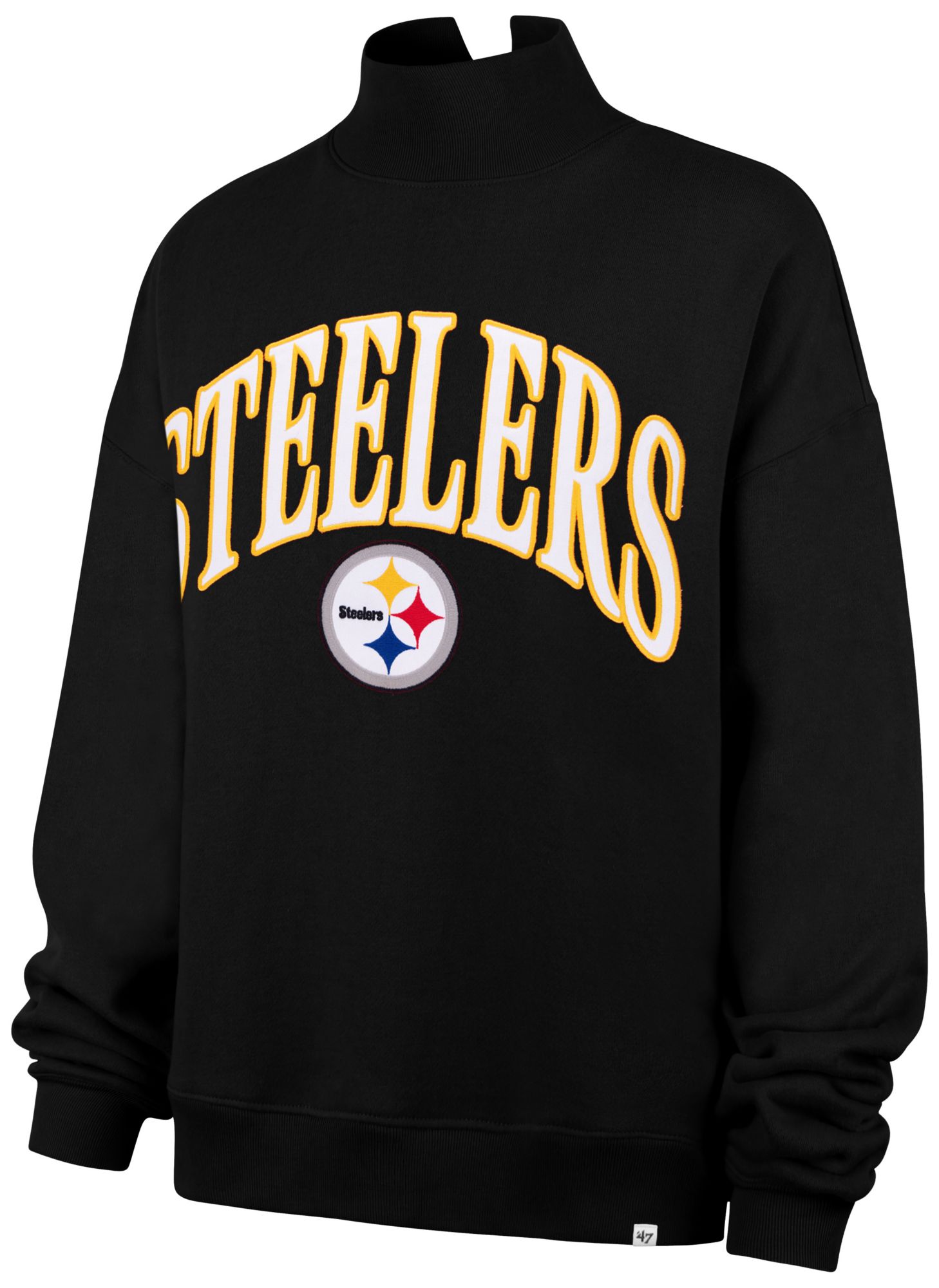 '47 Women's Pittsburgh Steelers Black Vintage Mockneck Crewneck