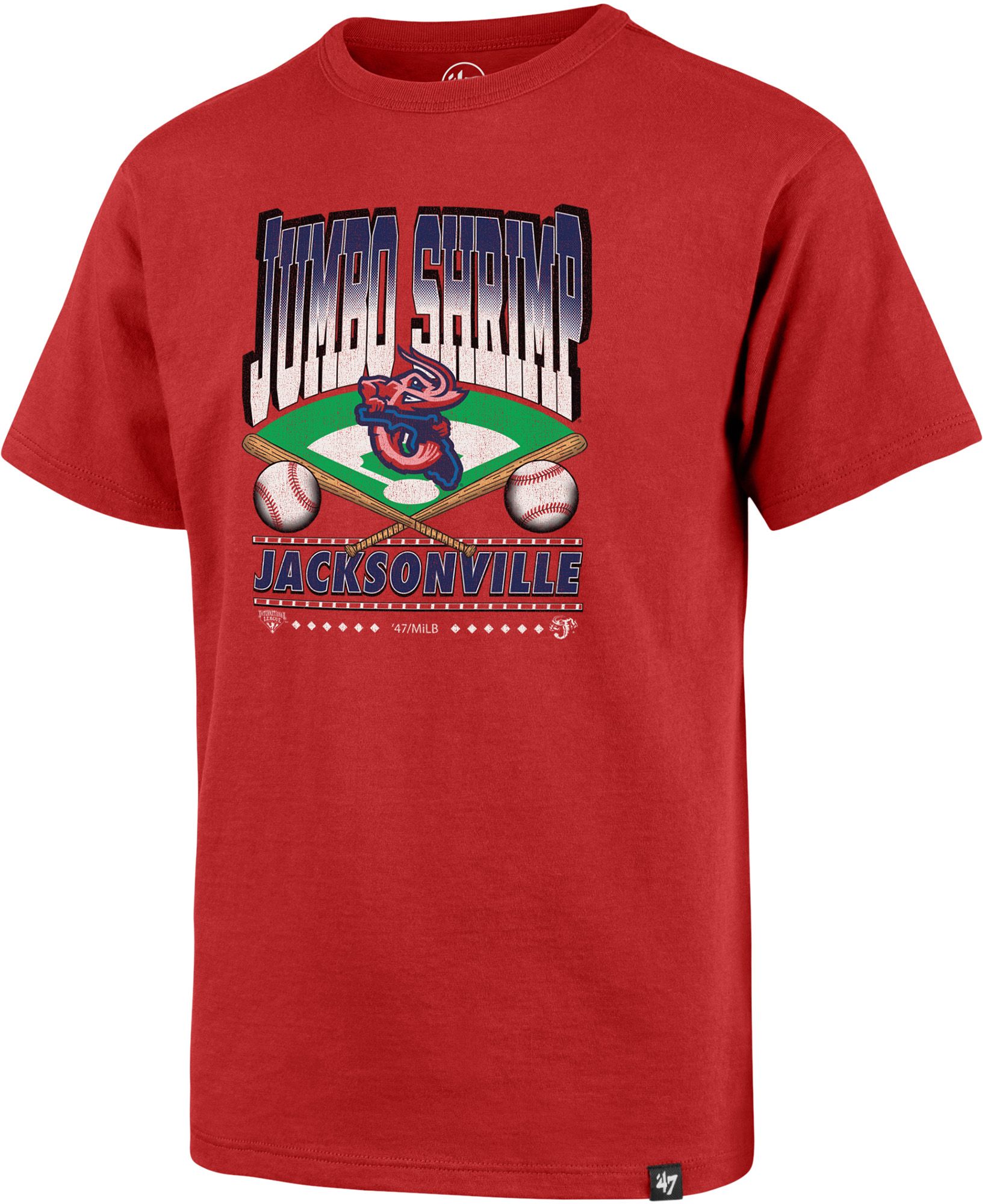 '47 Youth Jacksonville Jumbo Shrimp Red Straight Shot Franklin T-Shirt