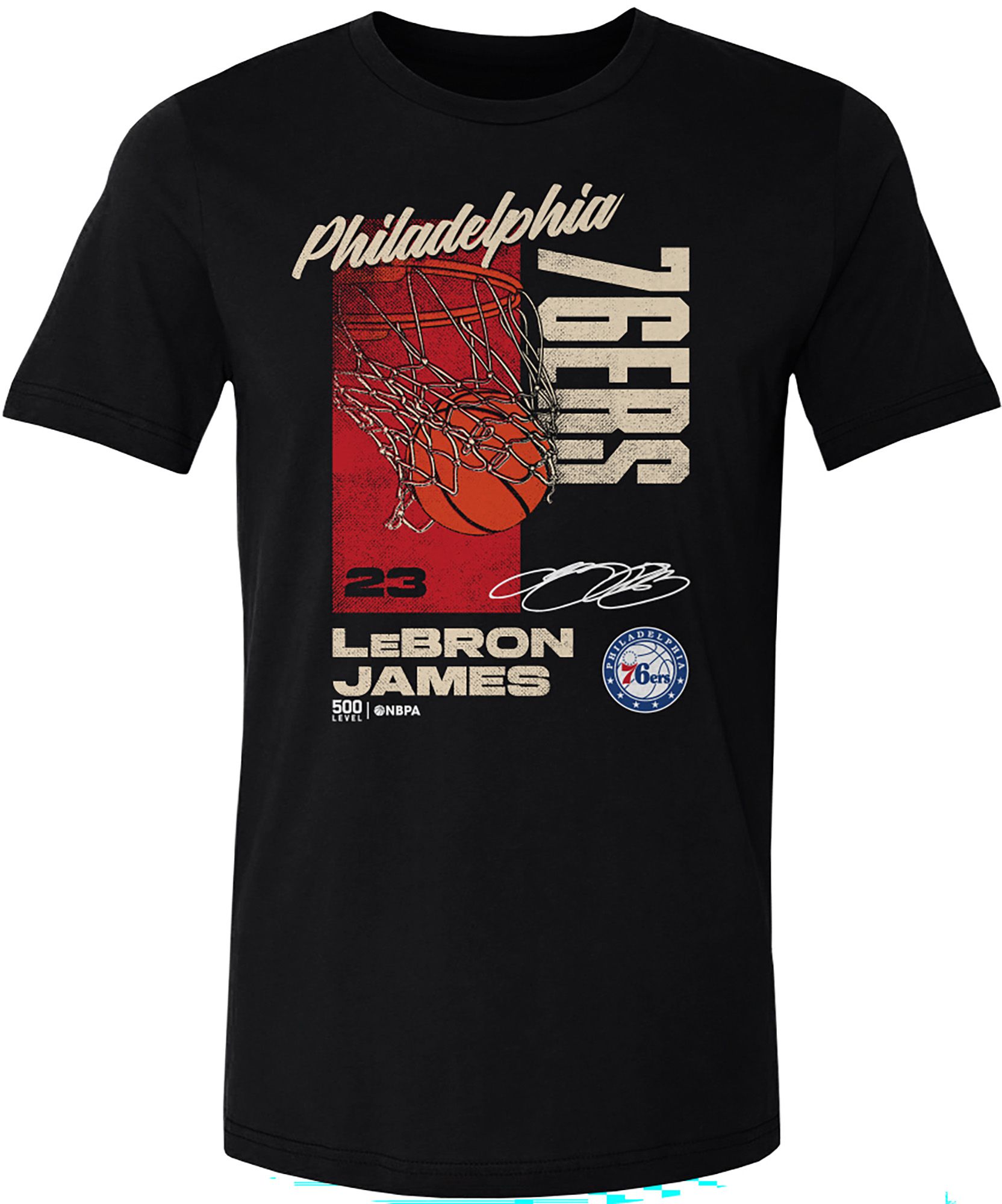 500 LEVEL Men's Philadelphia 76ers LeBron James Cotton T-Shirt