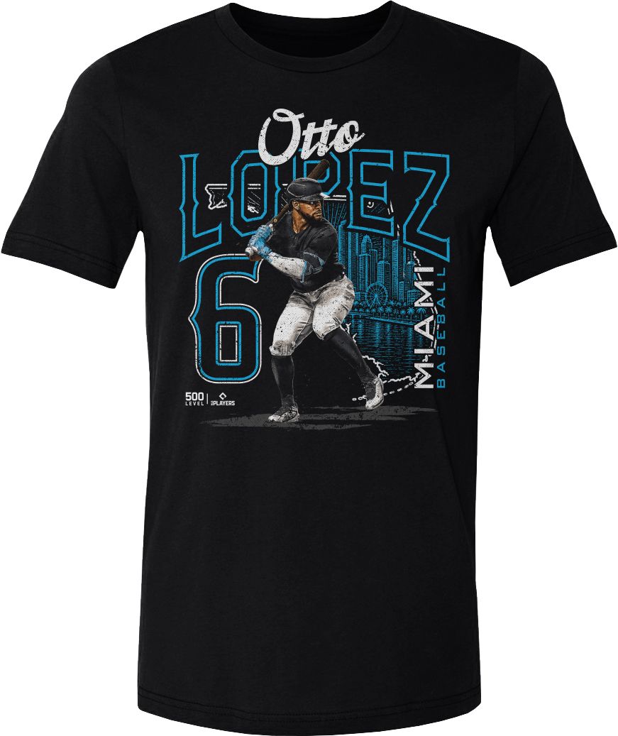 500 LEVEL Adult Miami Otto Lopez #6 Outline T-Shirt