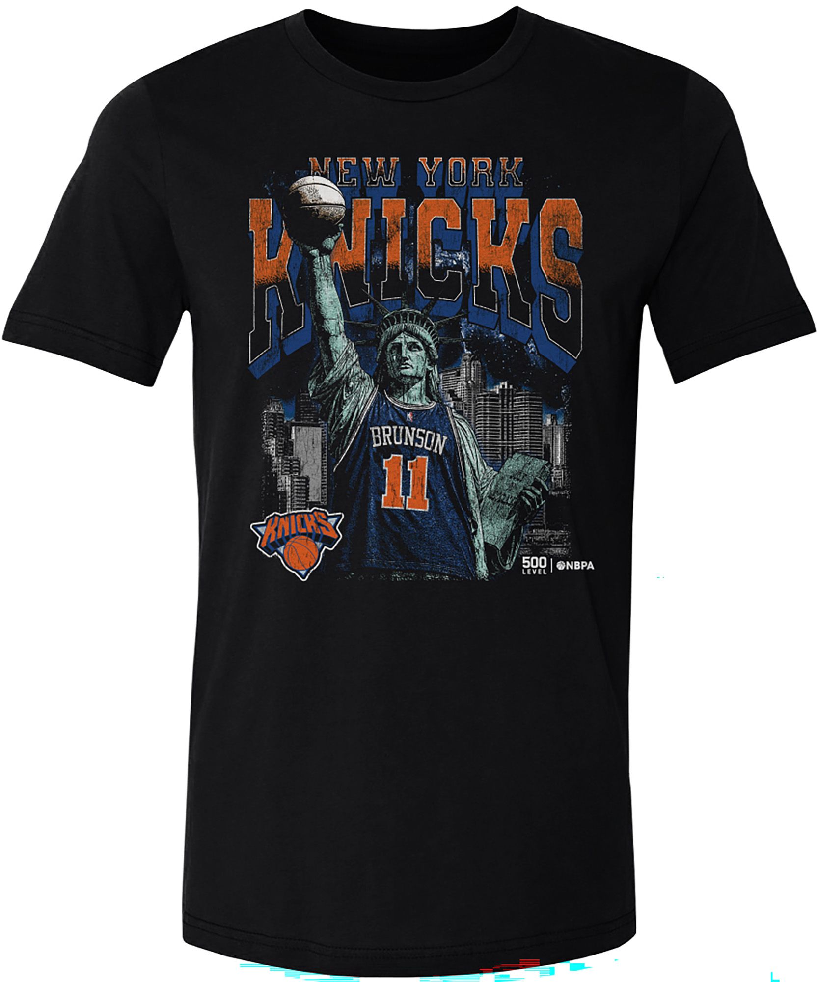 500 Level Adult New York Knicks Jalen Brunson Statue of Liberty T-Shirt