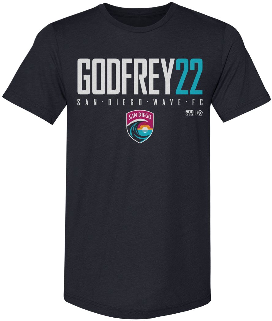 500 LEVEL Adult San Diego Wave FC Navy Lia Godfrey #22 Home T-Shirt