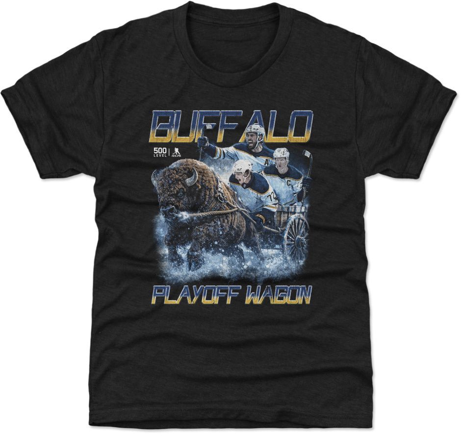 500 Level Youth Buffalo Sabres Tage Thompson Playoff Wagon Black T-Shirt