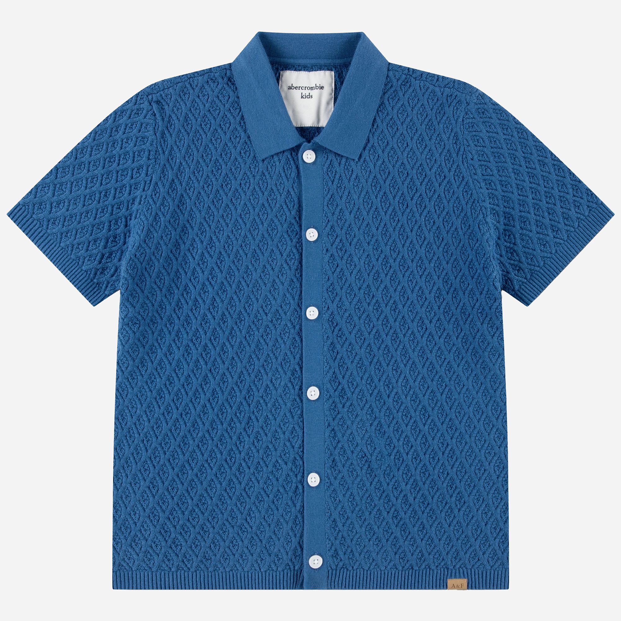 abercrombie kids short-sleeve button-through sweater polo