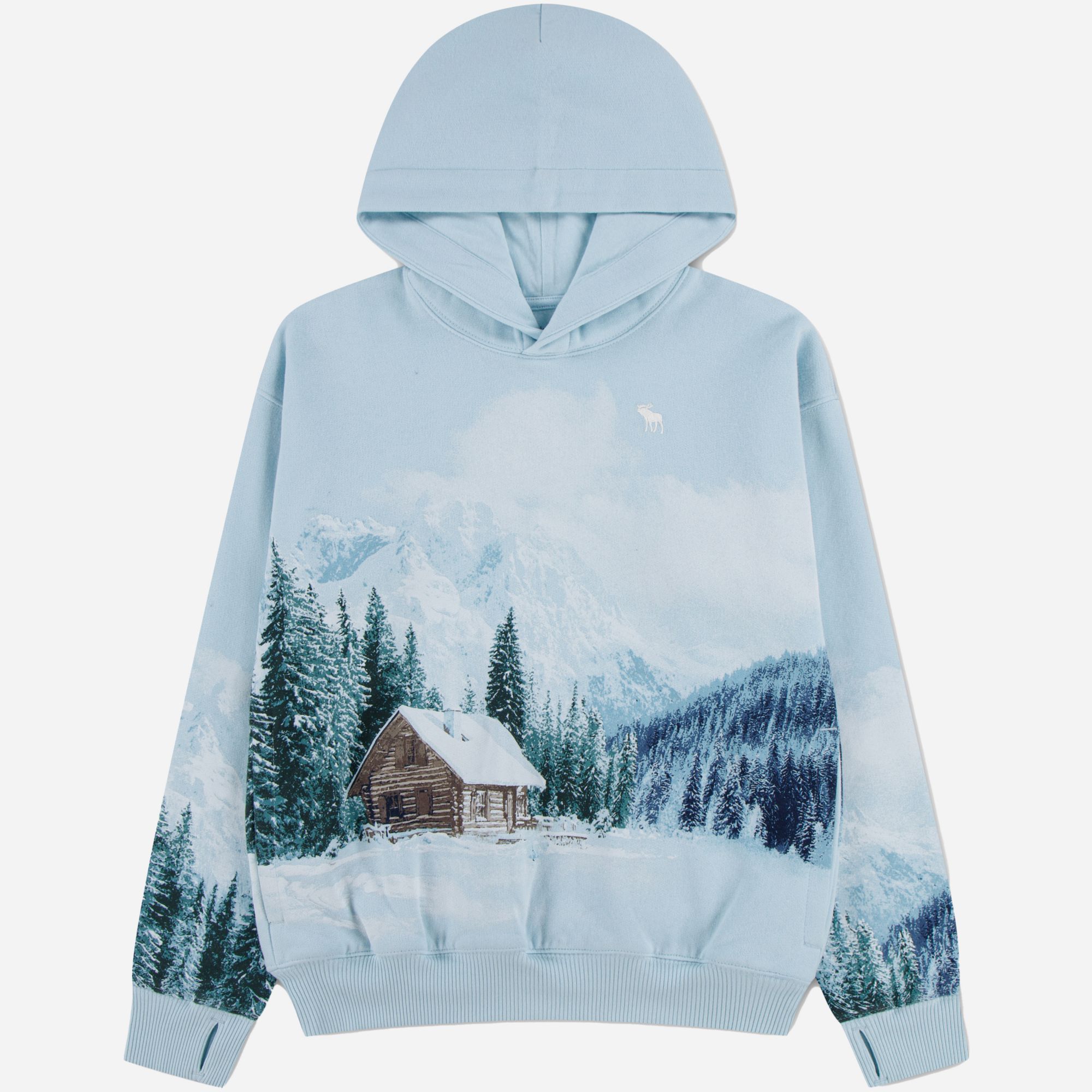 abercrombie kids tree and moose fleece pullover hoodie