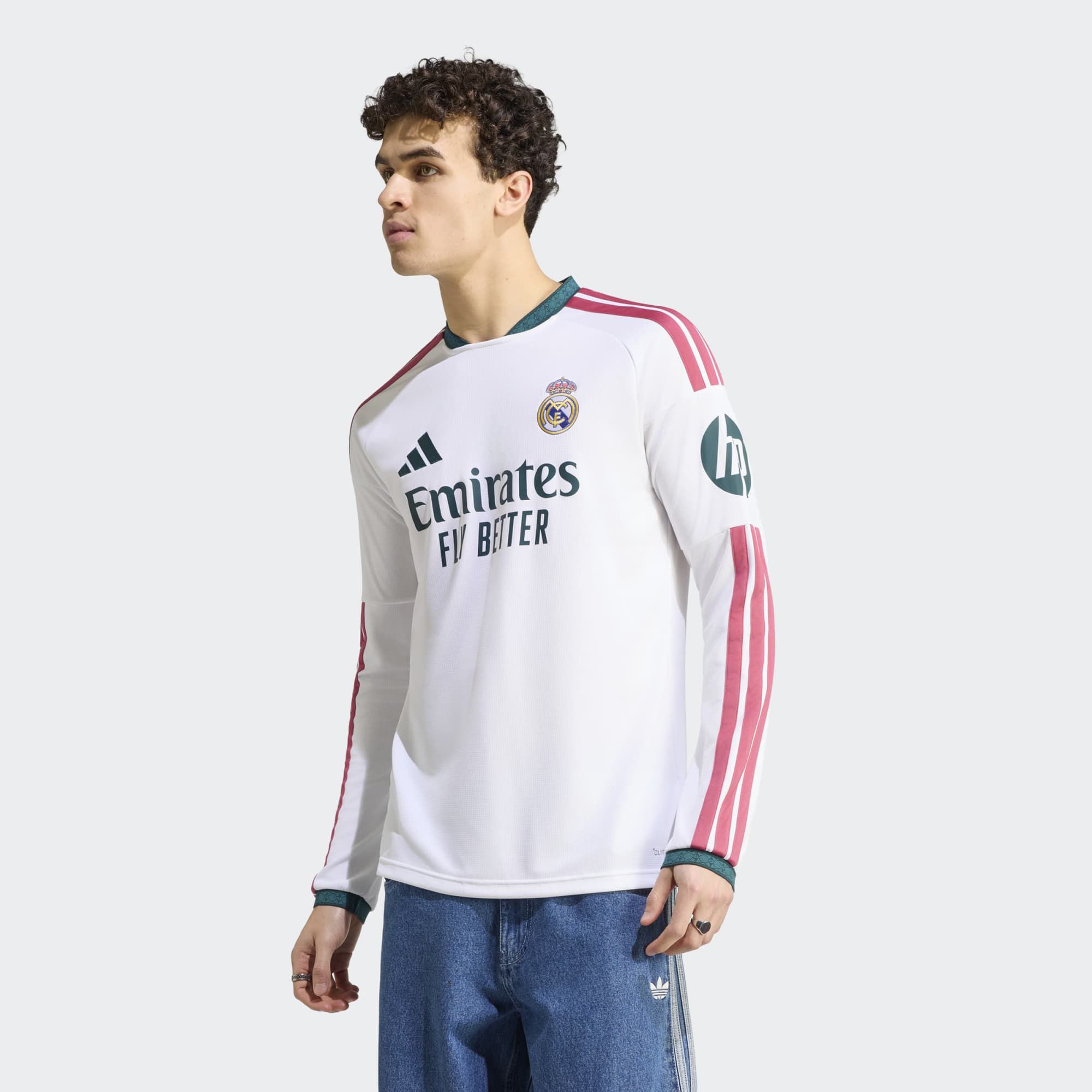 adidas Adult Real Madrid 2026 White Home Replica Long Sleeve Jersey