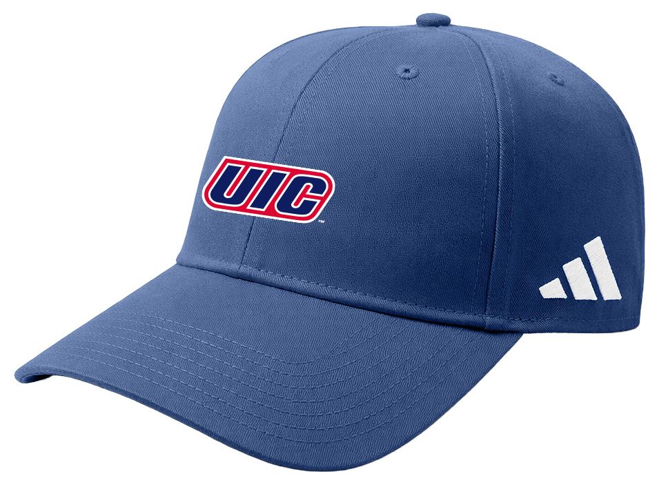 adidas Adult UIC Flames Navy Washed Slouch Adjustable Hat