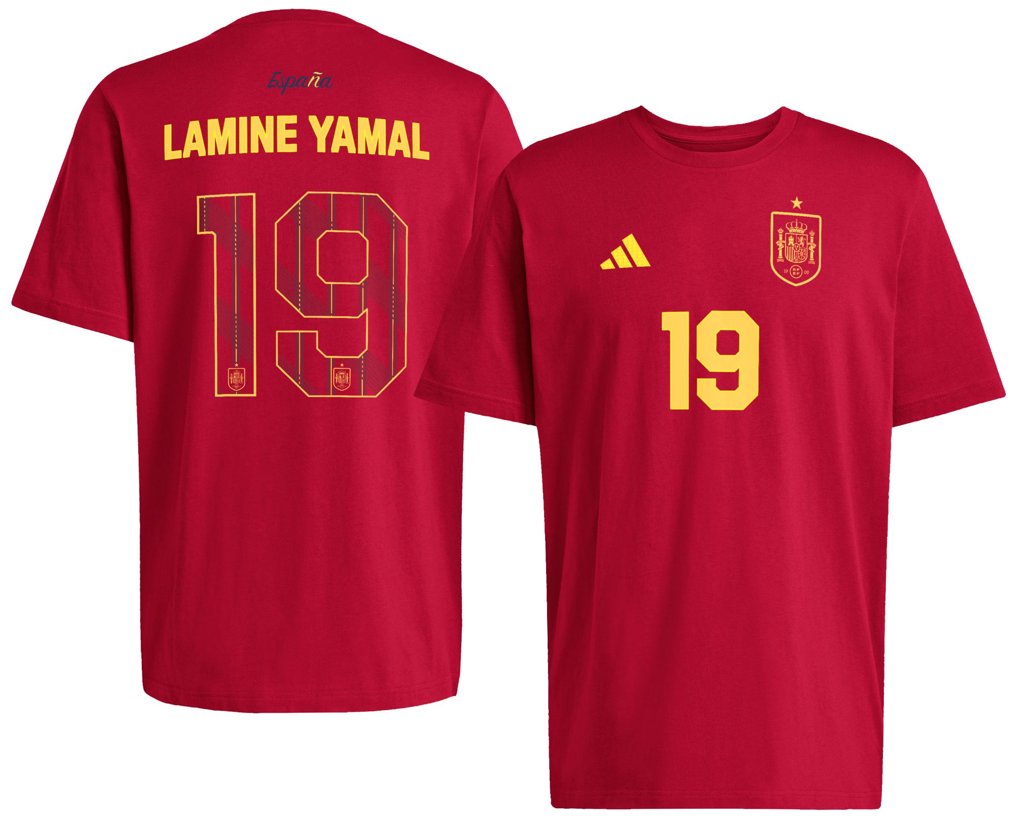 adidas Adult Spain Red Lamine Yamal #19 Home Jersey