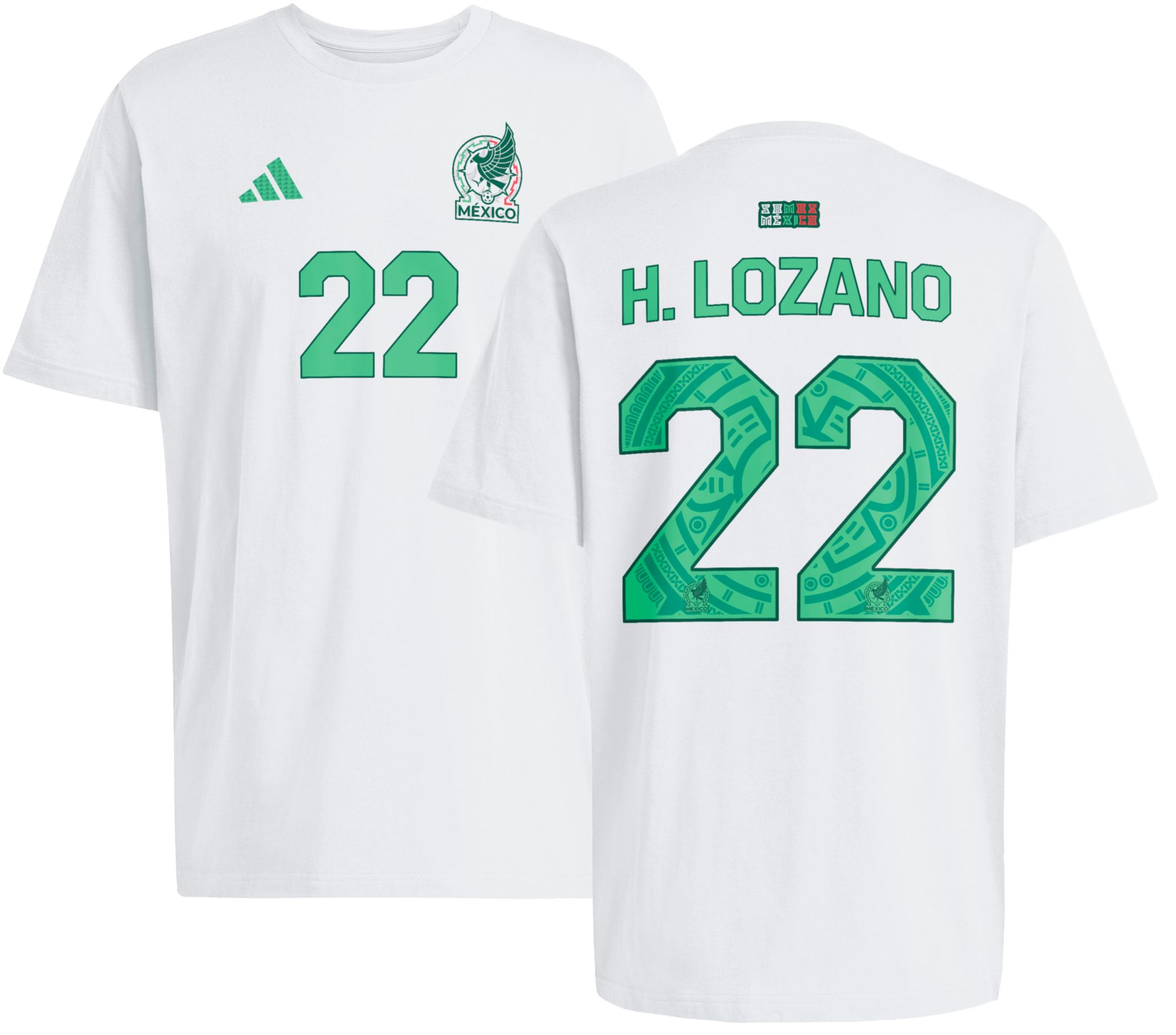 adidas Adult Hirving Lozano  #22 Mexico White Home T-Shirt