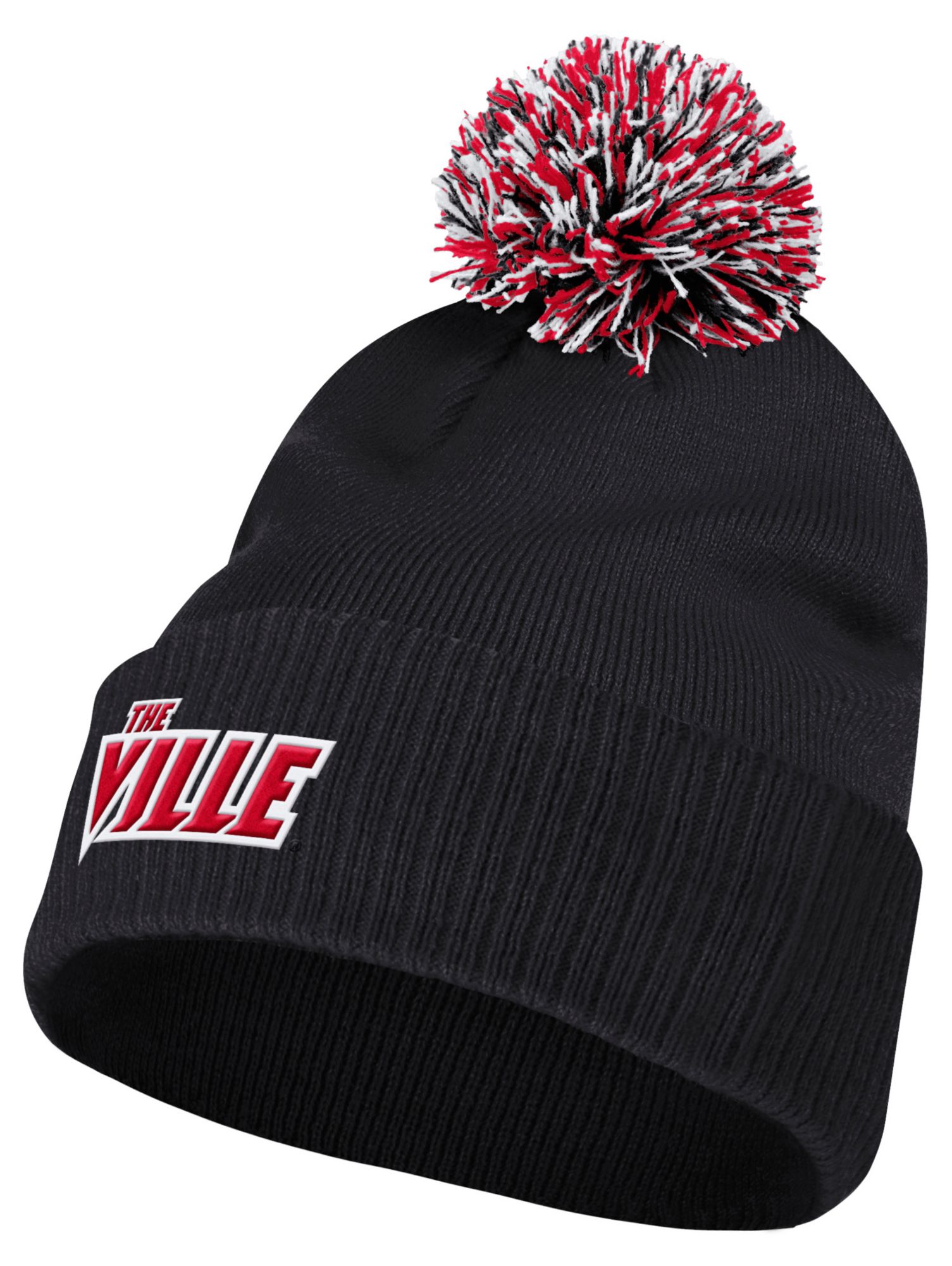 adidas Adult Louisville Cardinals Locker Room Sideline Cuffed Knit Pom Beanie