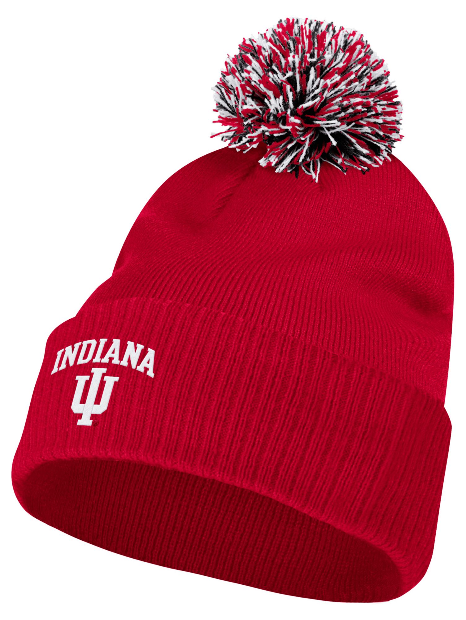 adidas Adult Indiana Hoosiers Locker Room Sideline Cuffed Knit Pom Beanie, Men's, Red