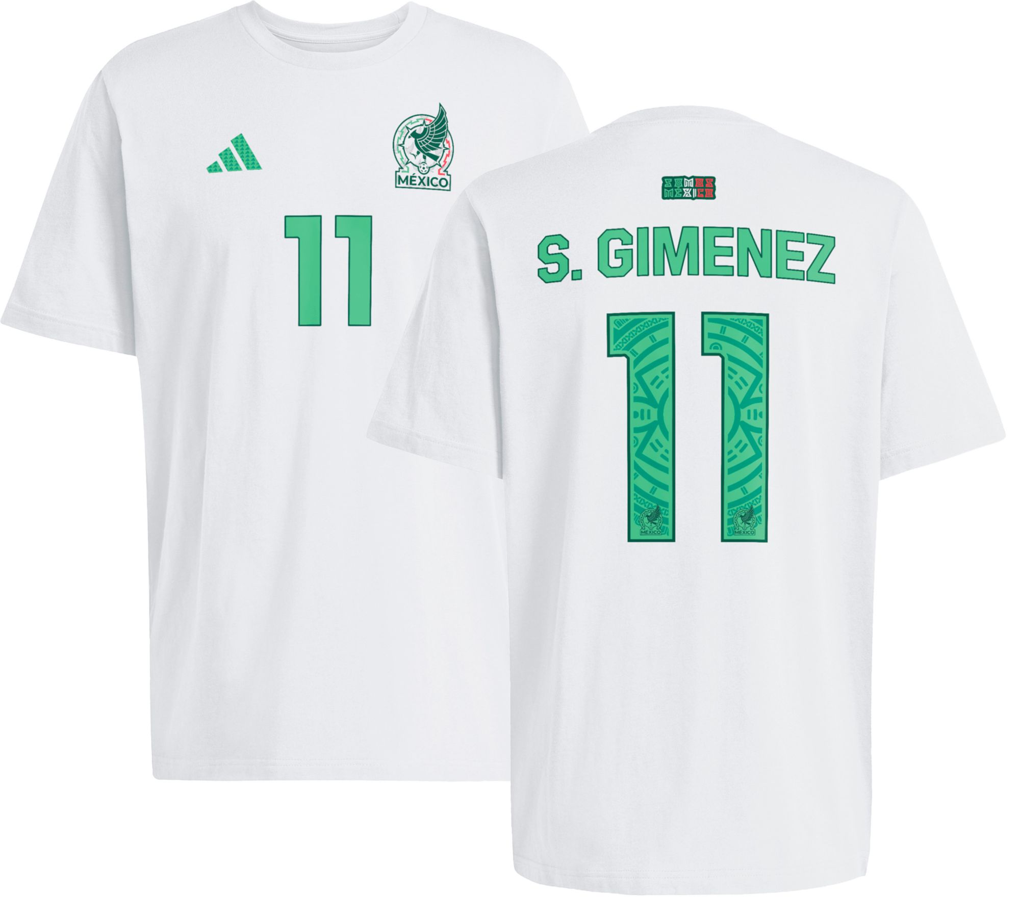 adidas Adult Santiago Gimenez #11 Mexico White Home T-Shirt