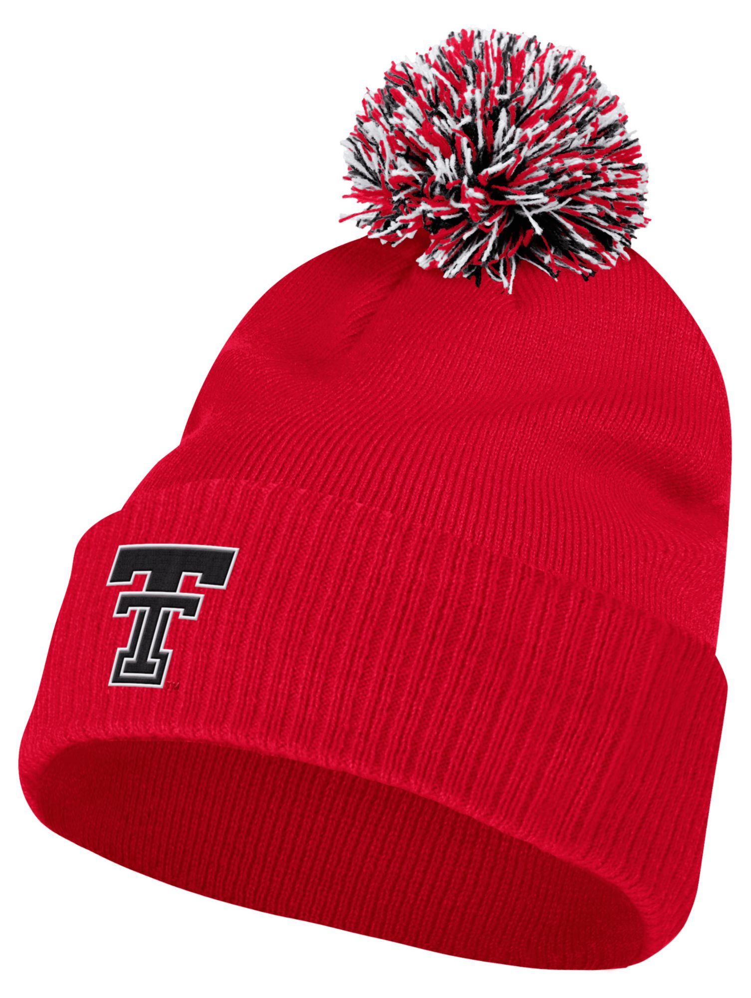adidas Adult Texas Tech Red Raiders Locker Room Sideline Cuffed Knit Pom Beanie, Men's