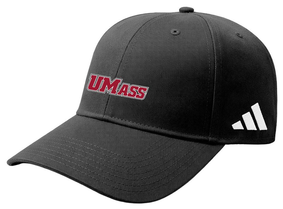 adidas Adult UMass Minutemen Black Washed Slouch Adjustable Hat
