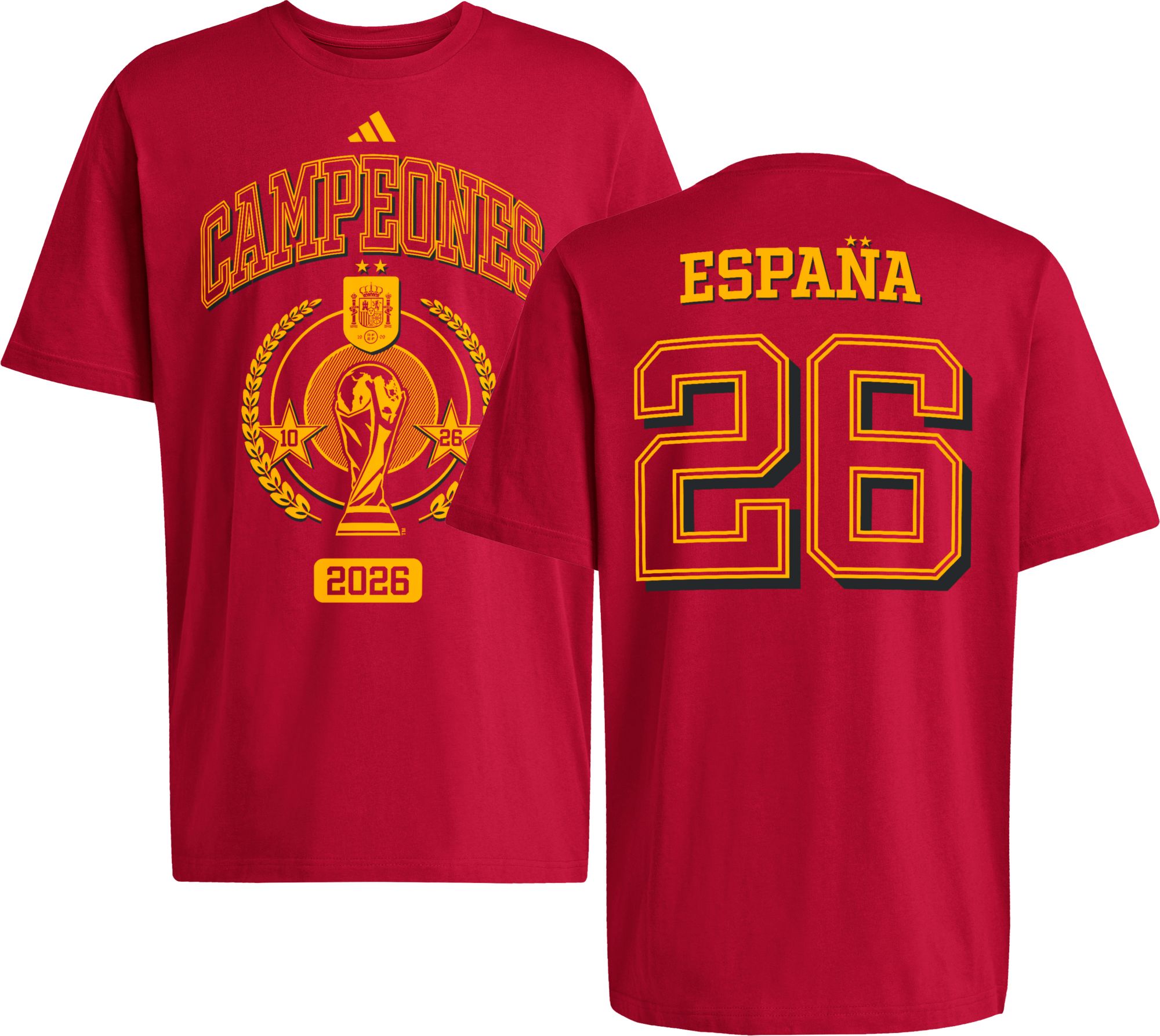 adidas Adult Spain Red 2026 World Cup Champs T-Shirt