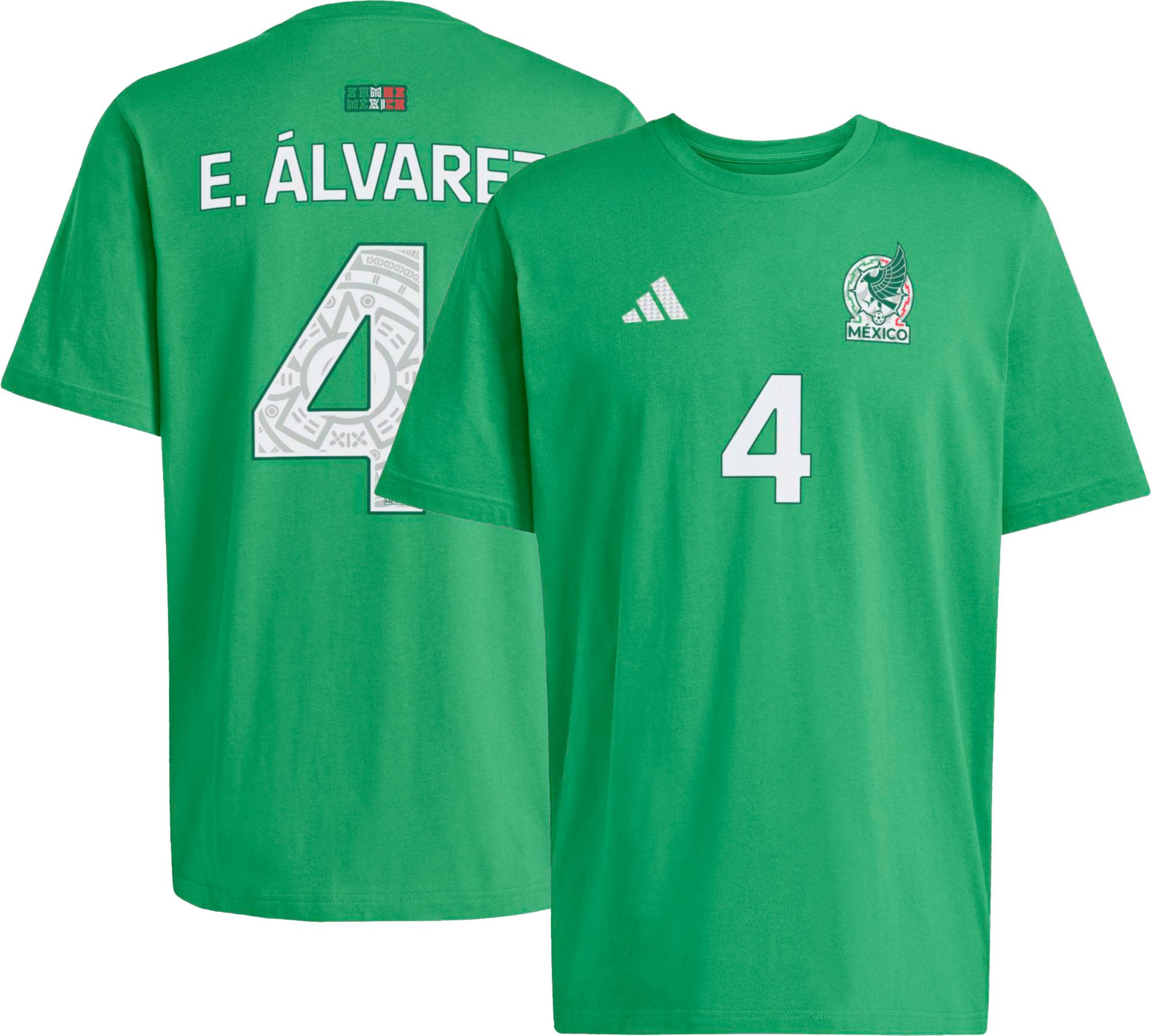 adidas Adult Edson Alvarez  #4 Mexico Green Home T-Shirt