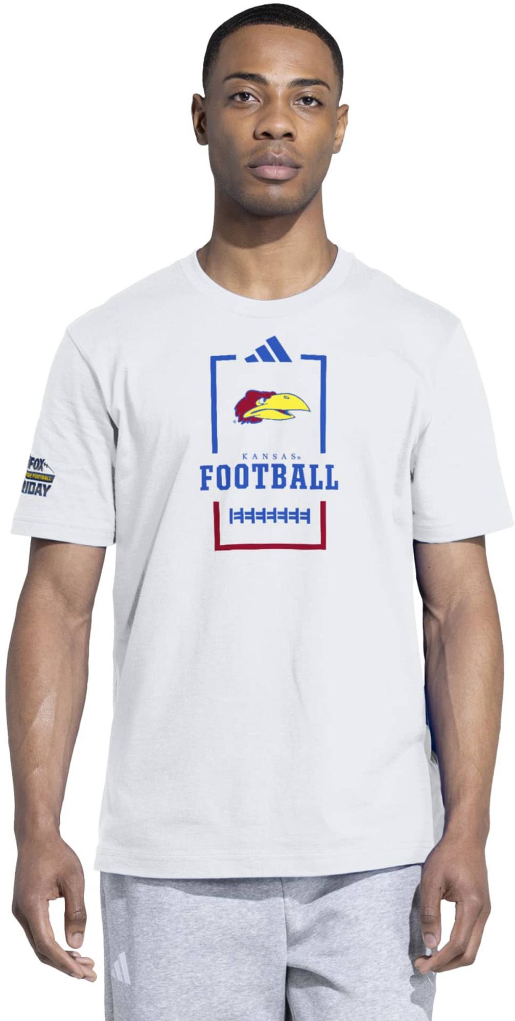 adidas Adult Kansas Jayhawks Big Noon Kickoff Football White T-Shirt