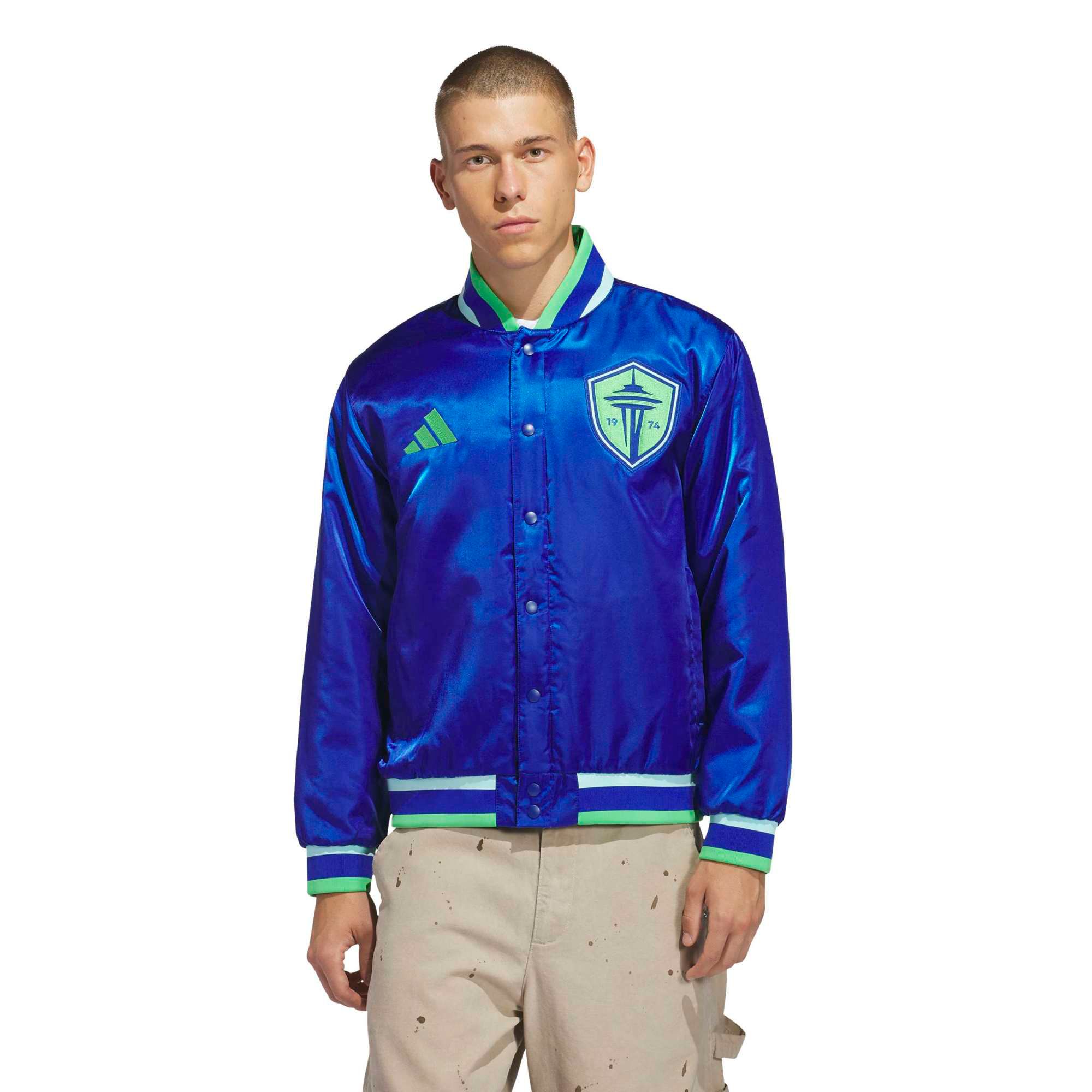 adidas Adult Seattle Sounders Royal Blue Varsity Jacket