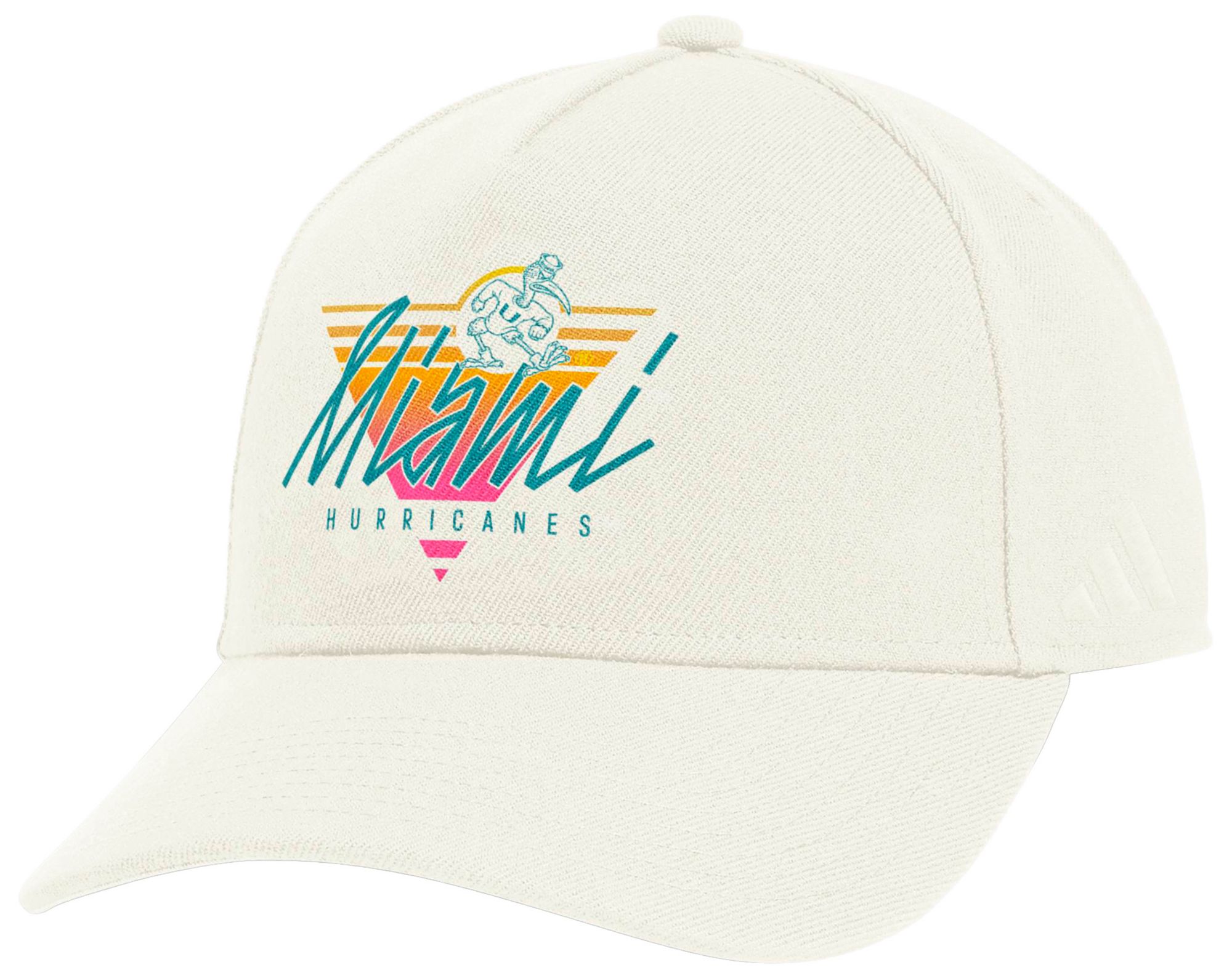 adidas Adult Miami Hurricanes Cream Vintage Vault A-Frame Adjustable Hat