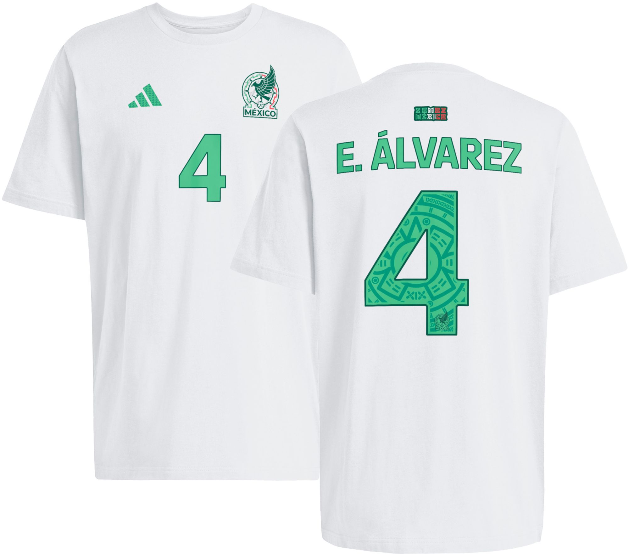 adidas Adult Edson Alvarez #4 Mexico White Home T-Shirt