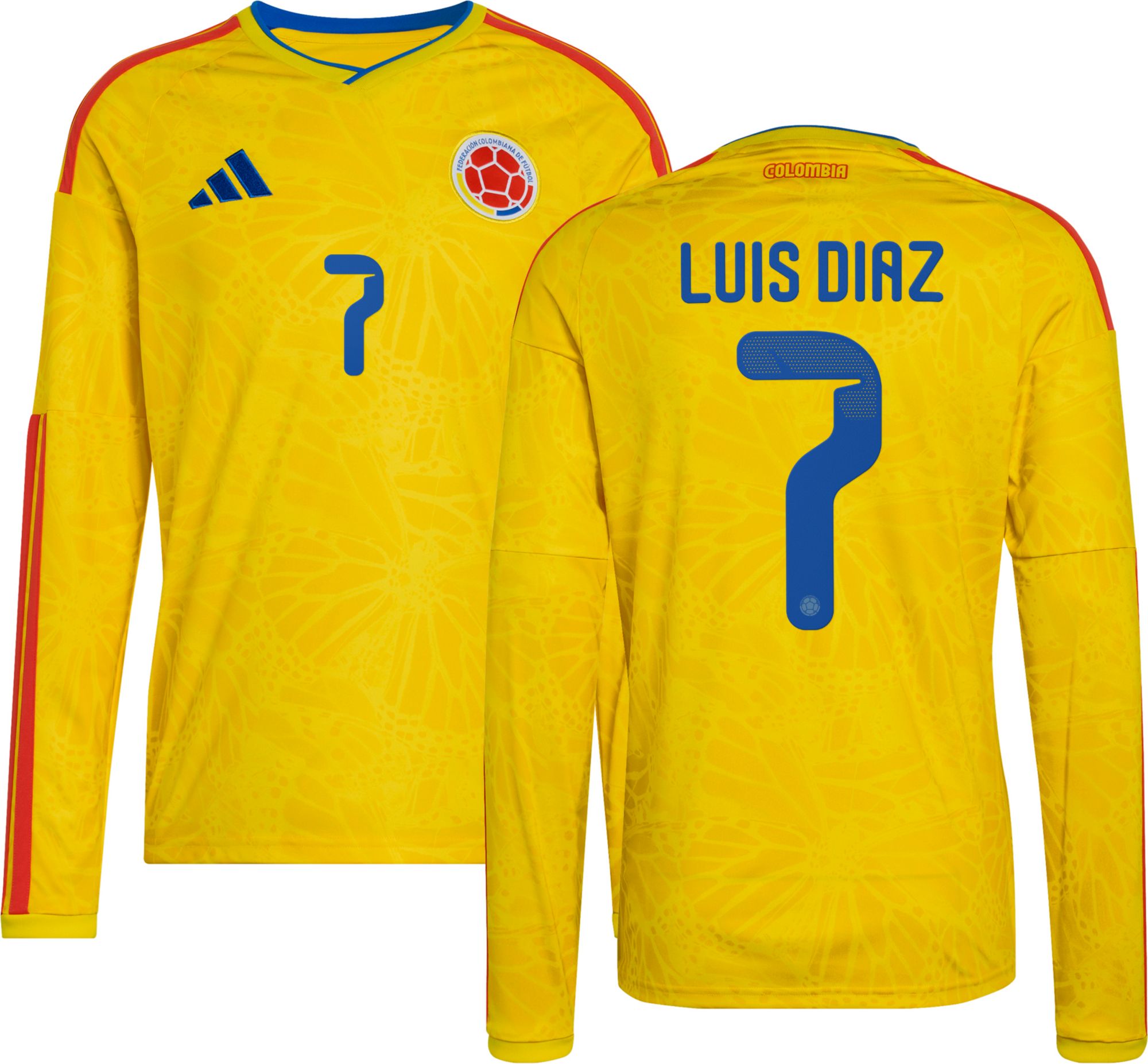 adidas Adult Colombia Luis Diaz 2026 Home Long Sleeve Replica Jersey