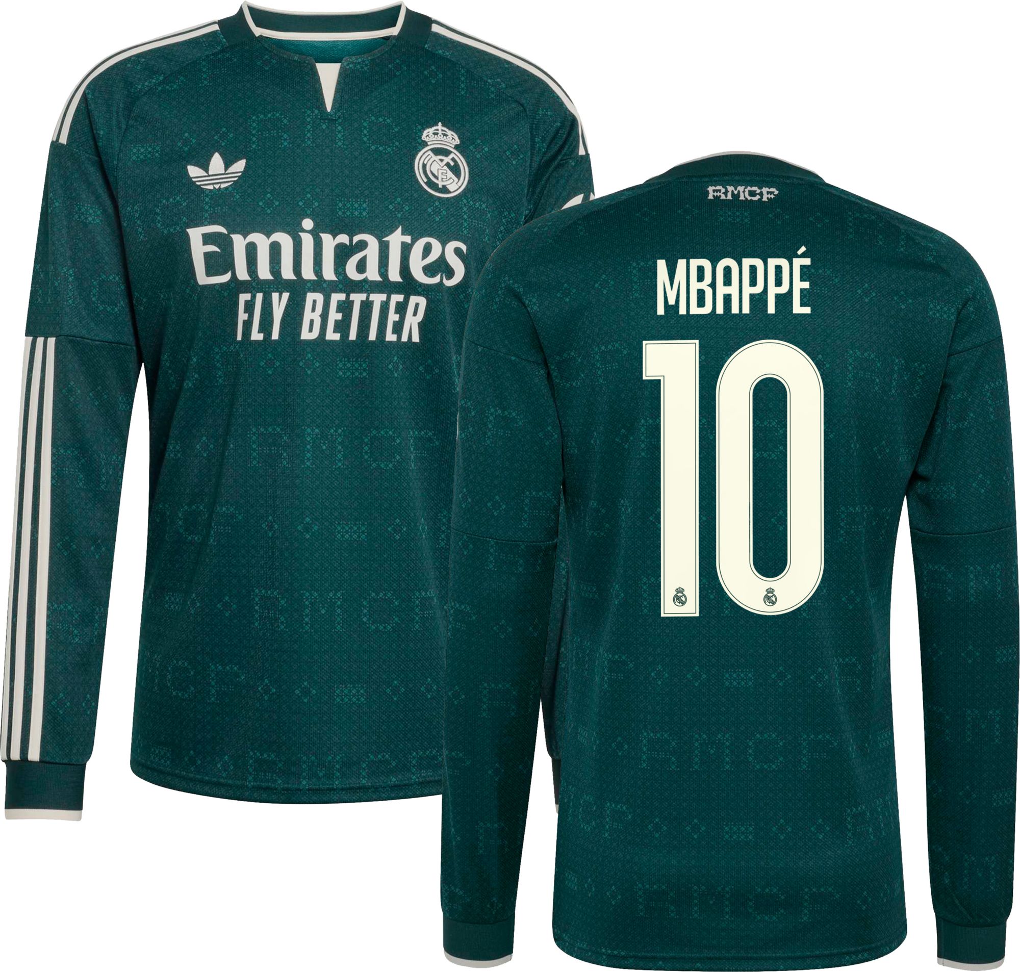adidas Adult Real Madrid Kylian Mbappe 2026 Away Long Sleeve Replica Jersey
