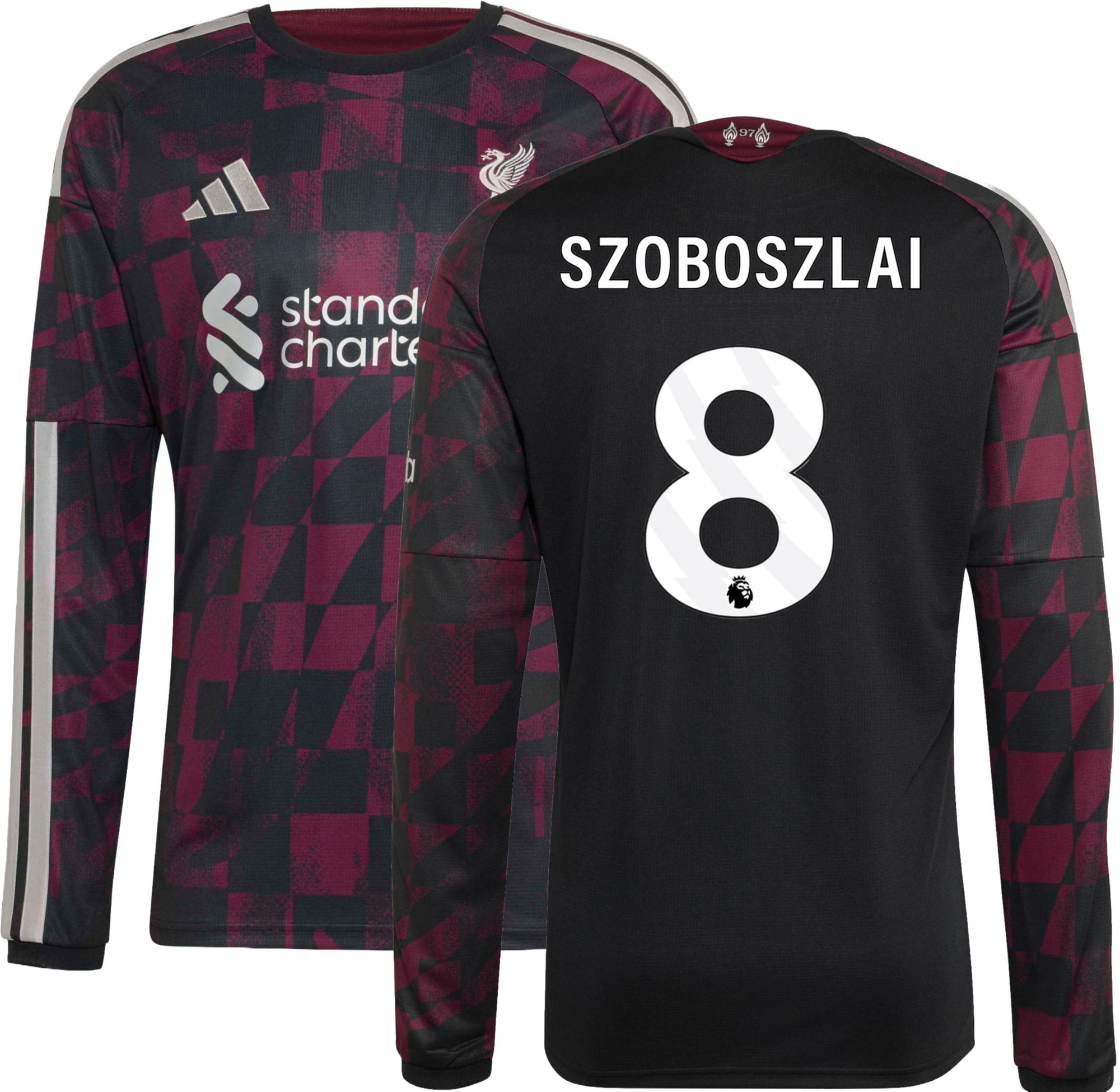 adidas Adult Liverpool Dominik Szoboszlai 2026 Third Long Sleeve Replica Jersey, Men's, XL, Black
