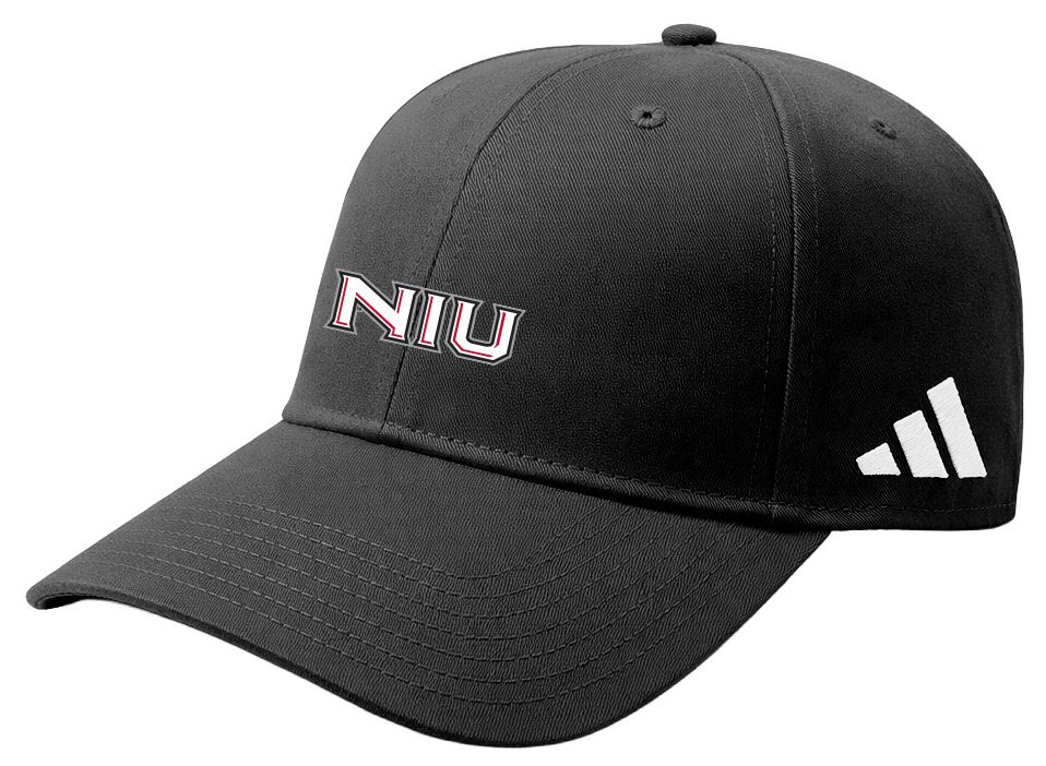 adidas Adult Northern Illinois Huskies Black Washed Slouch Adjustable Hat, Men's