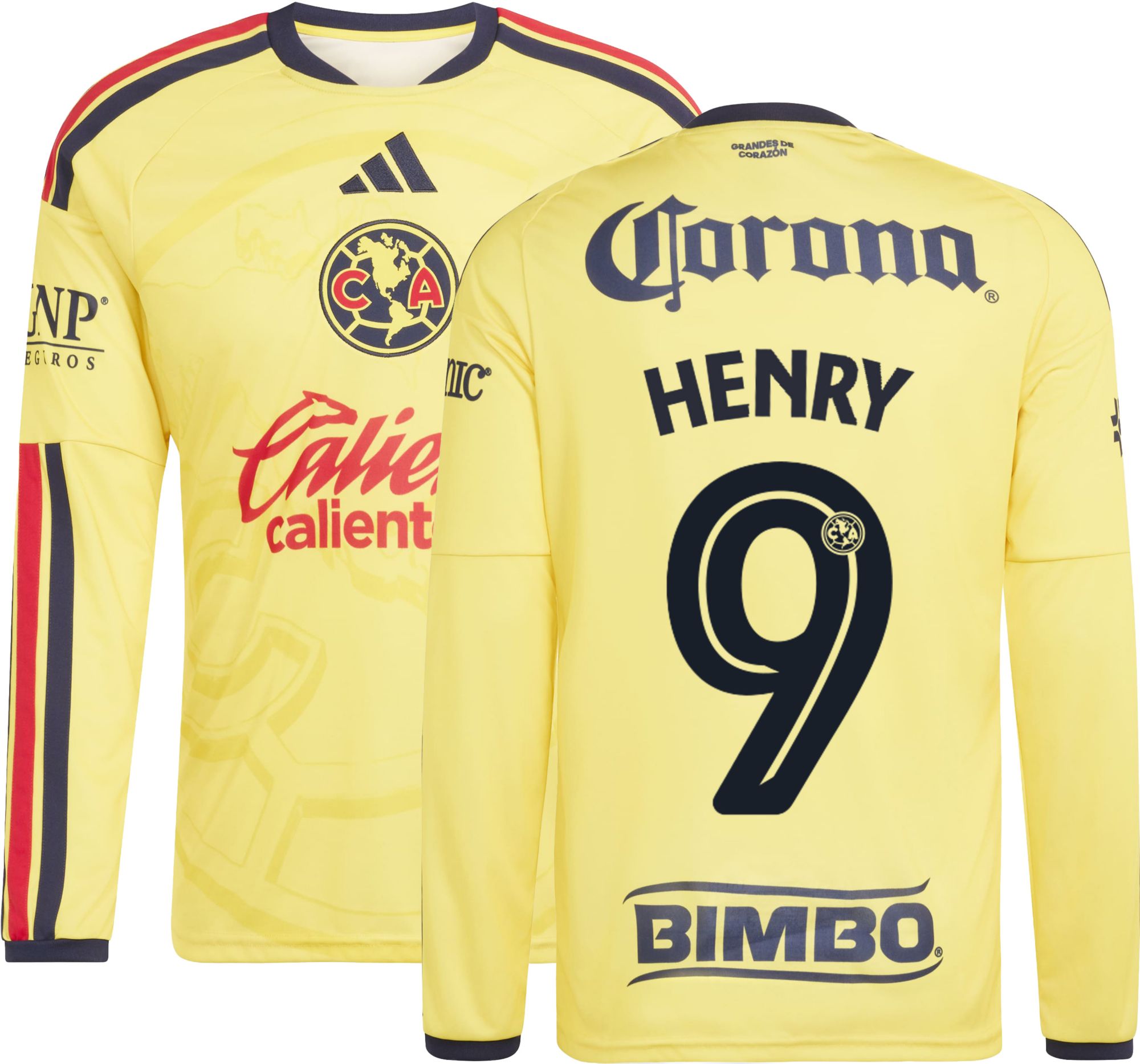 adidas Adult Club America Henry Martin 2026 Home Long Sleeve Replica Jersey
