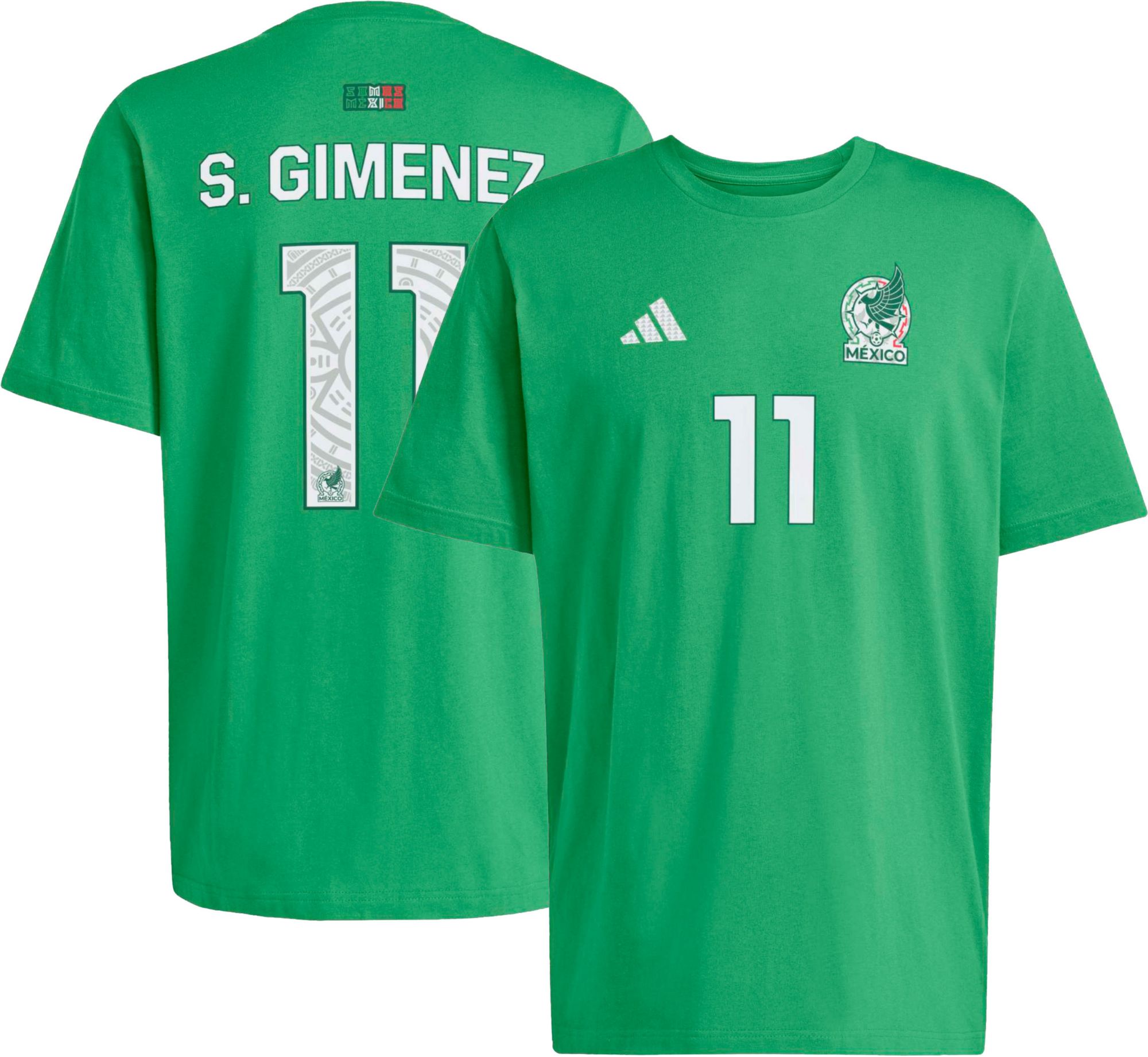 adidas Adult Santiago Gimenez  #11 Mexico Green Home T-Shirt