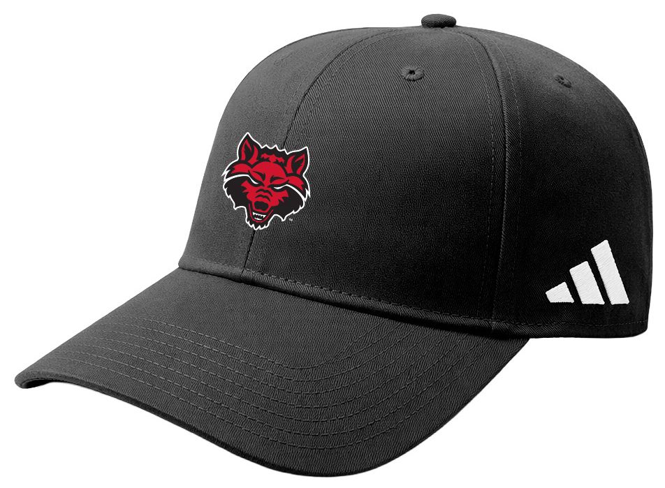 adidas Adult Arkansas State Red Wolves Black Washed Slouch Adjustable Hat
