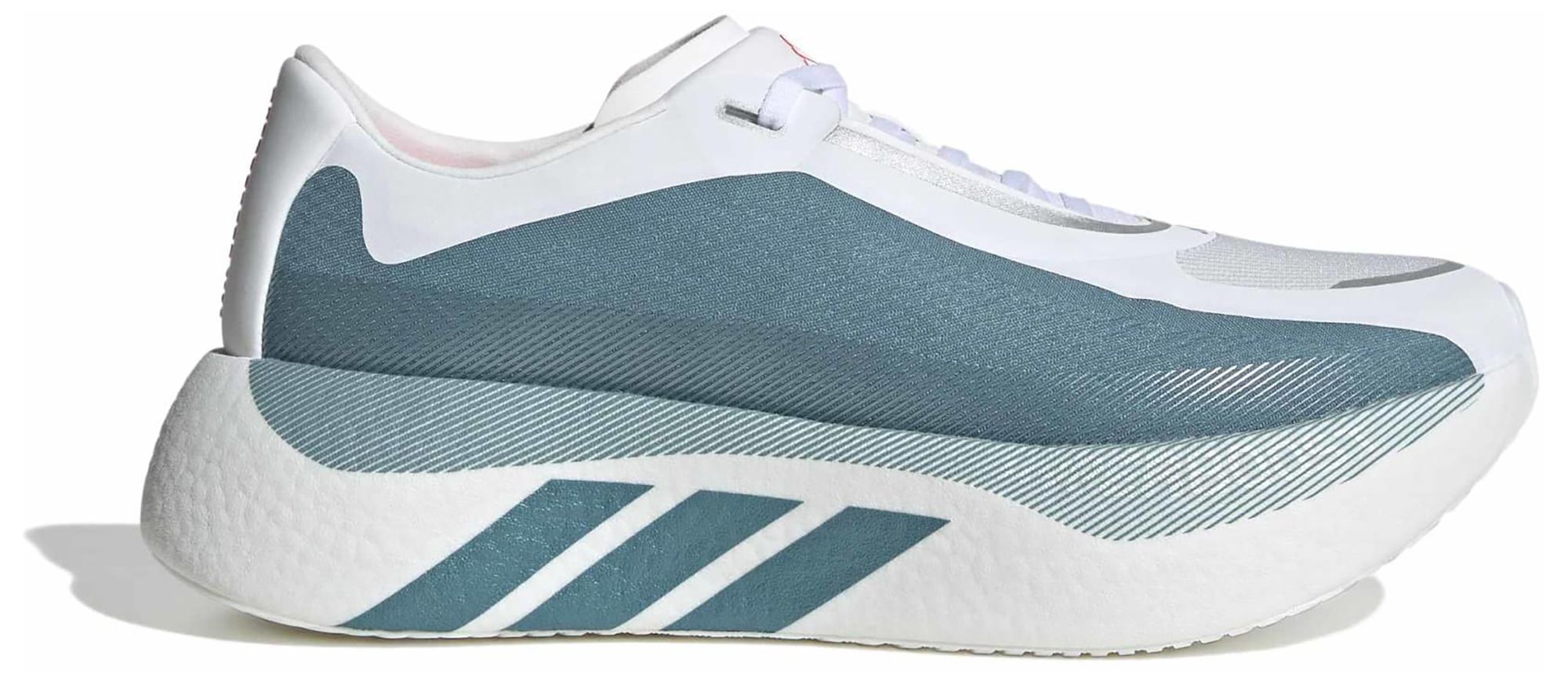 adidas Men's Hyperboost Edge Running Shoes, Size 8.5, White/Petrol Mtlc/Lucid Red
