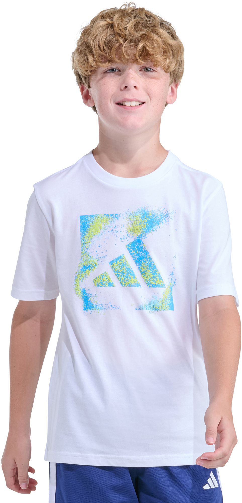 adidas Boys' Short Sleeve Spray Gradient Logo Graphic Tee