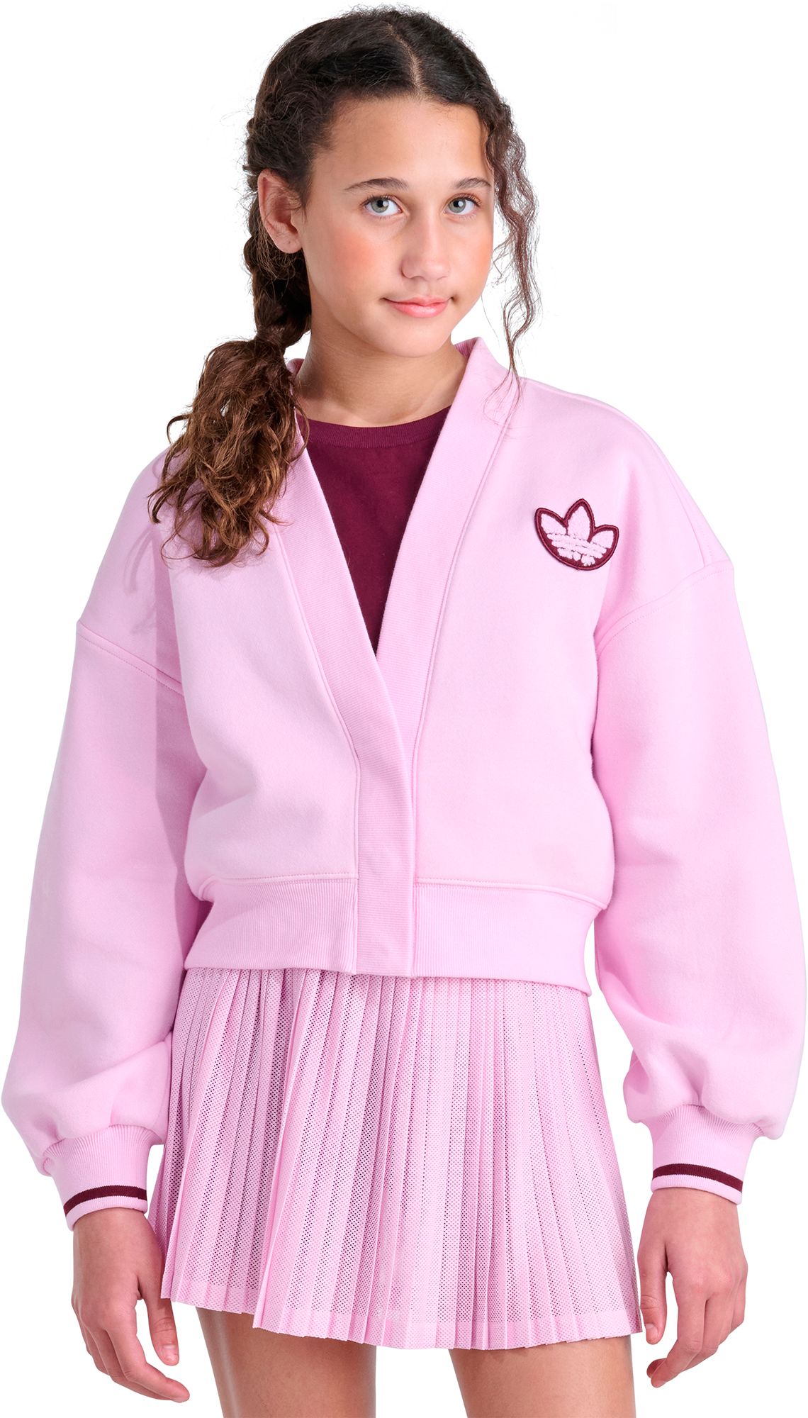 adidas Girls' Originals Long-Sleeve Varsity Cardigan
