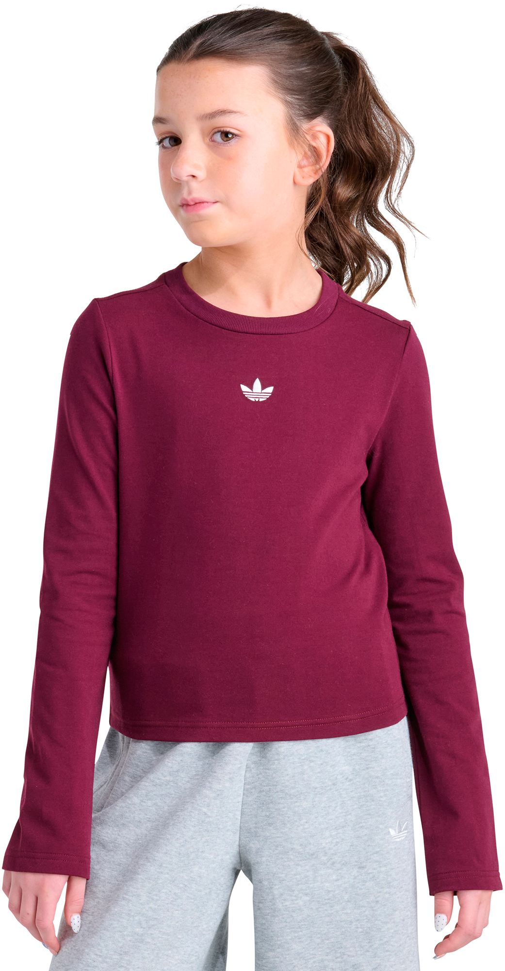 adidas Girls' Originals Long-Sleeve Logo Tee