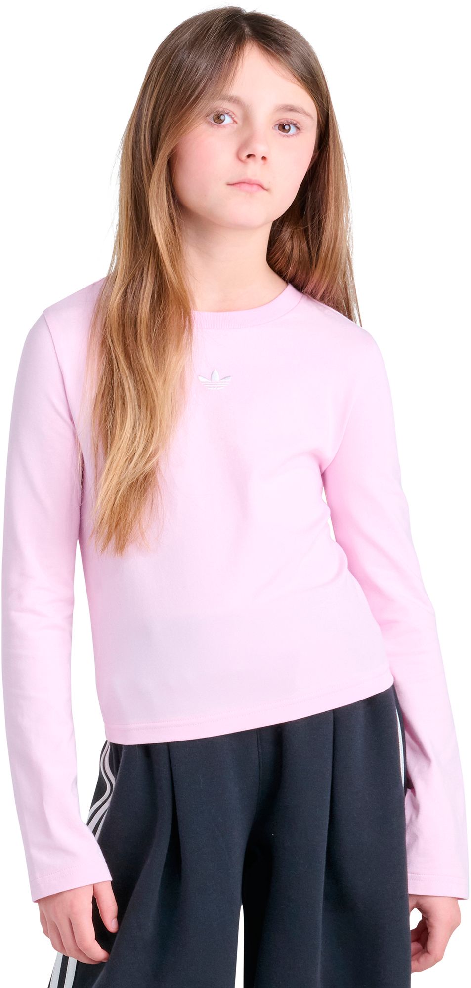 adidas Girls' Originals Long-Sleeve Logo Tee