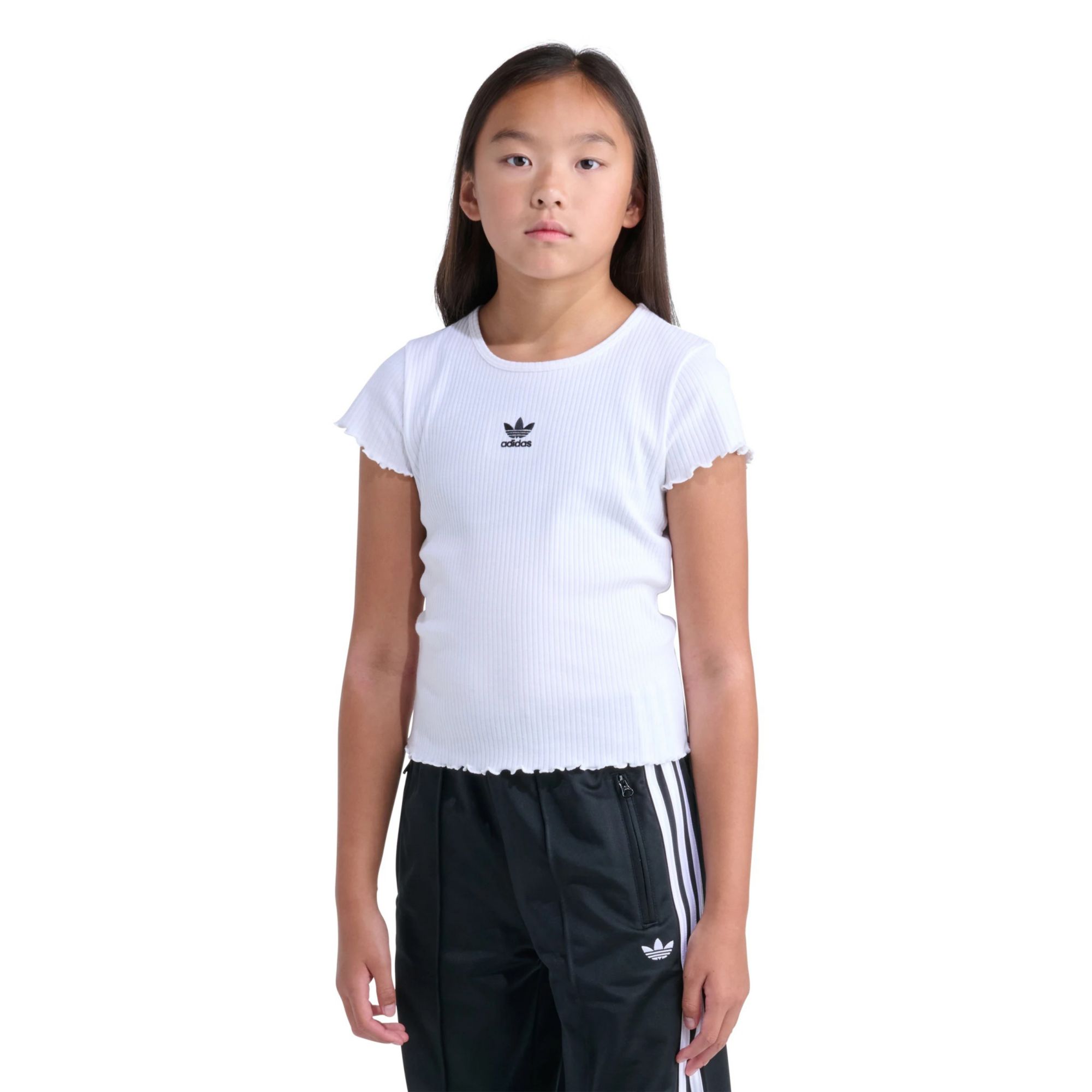 adidas Girls' Originals Short Sleeve Essential Rib Tee