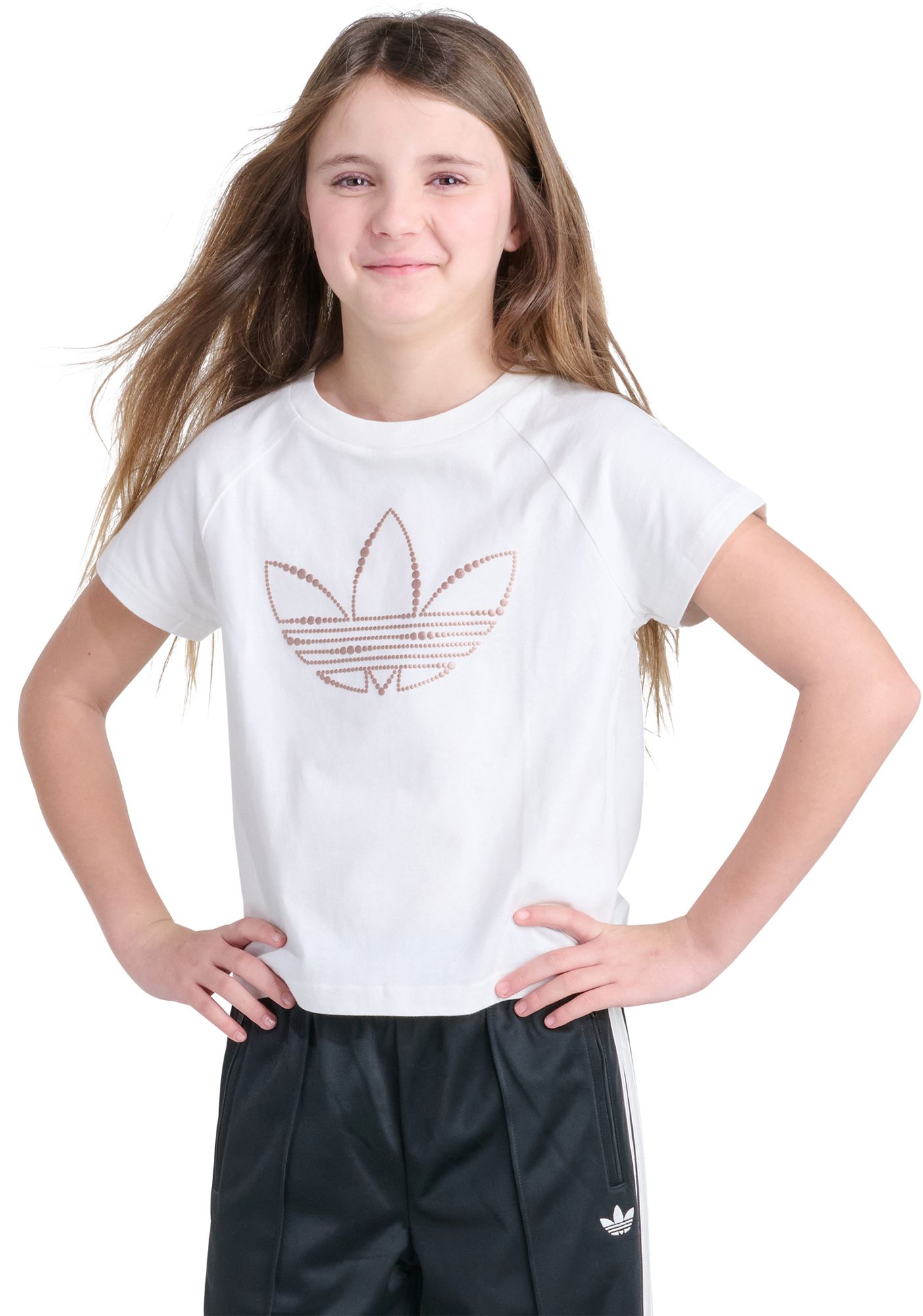 adidas Originals Girls' Trefoil Stud Graphic Tee