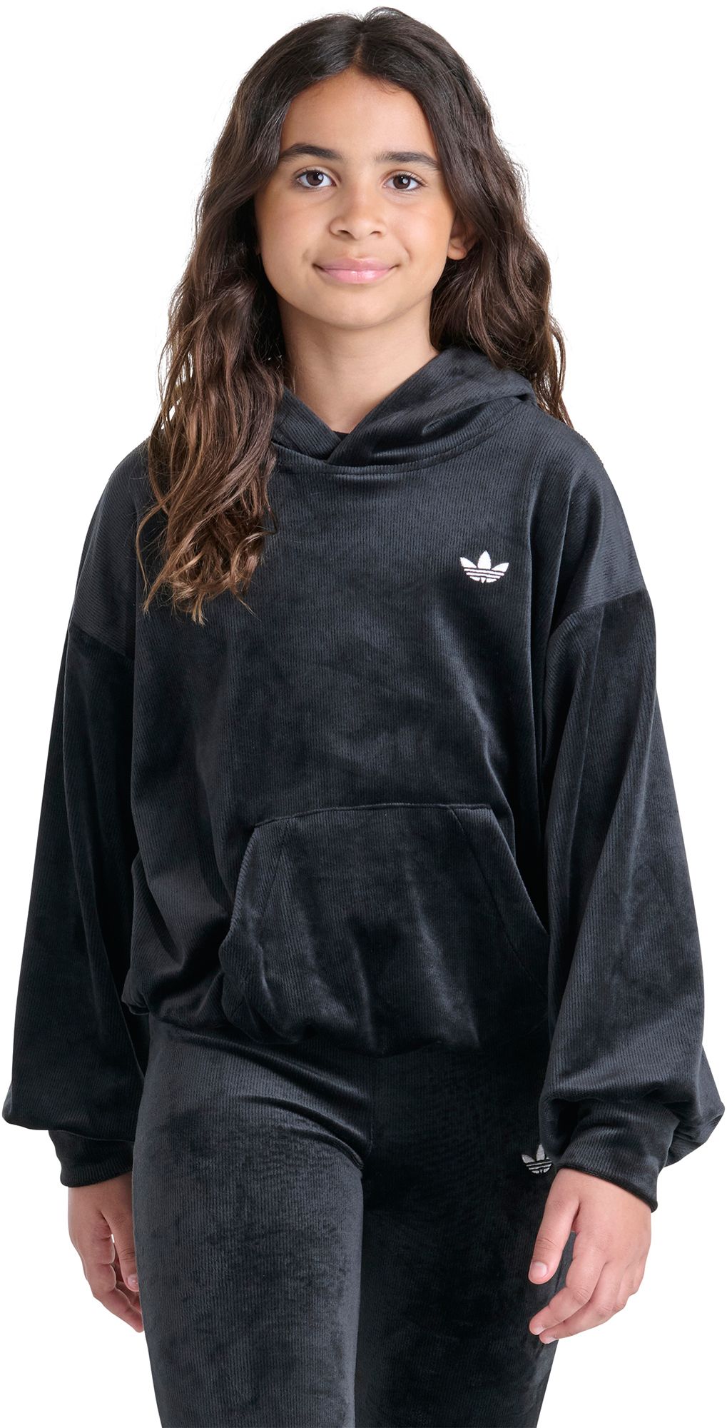 adidas Originals Girls' Ribbed Velour Hoodie