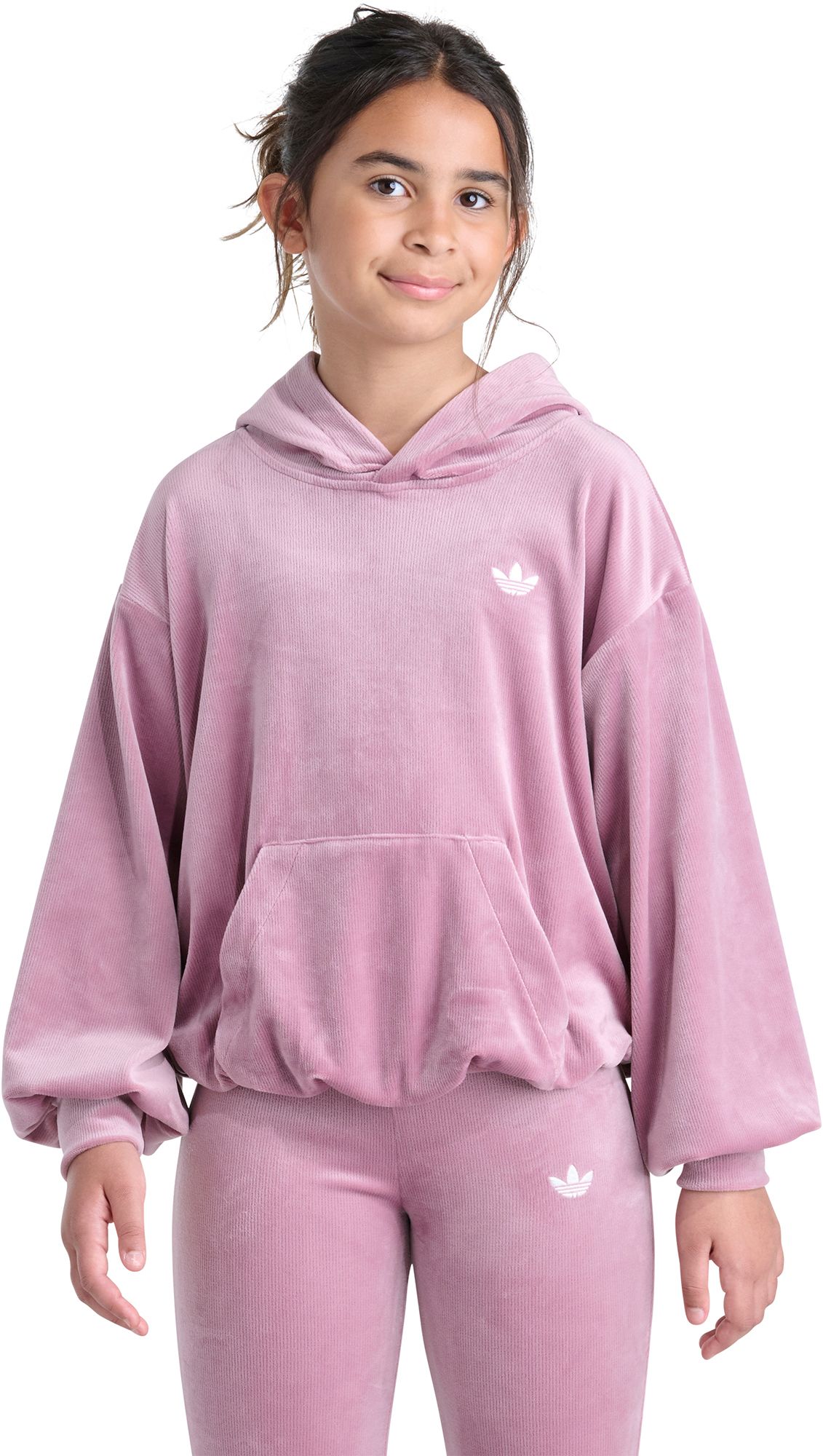adidas Originals Girls' Ribbed Velour Hoodie