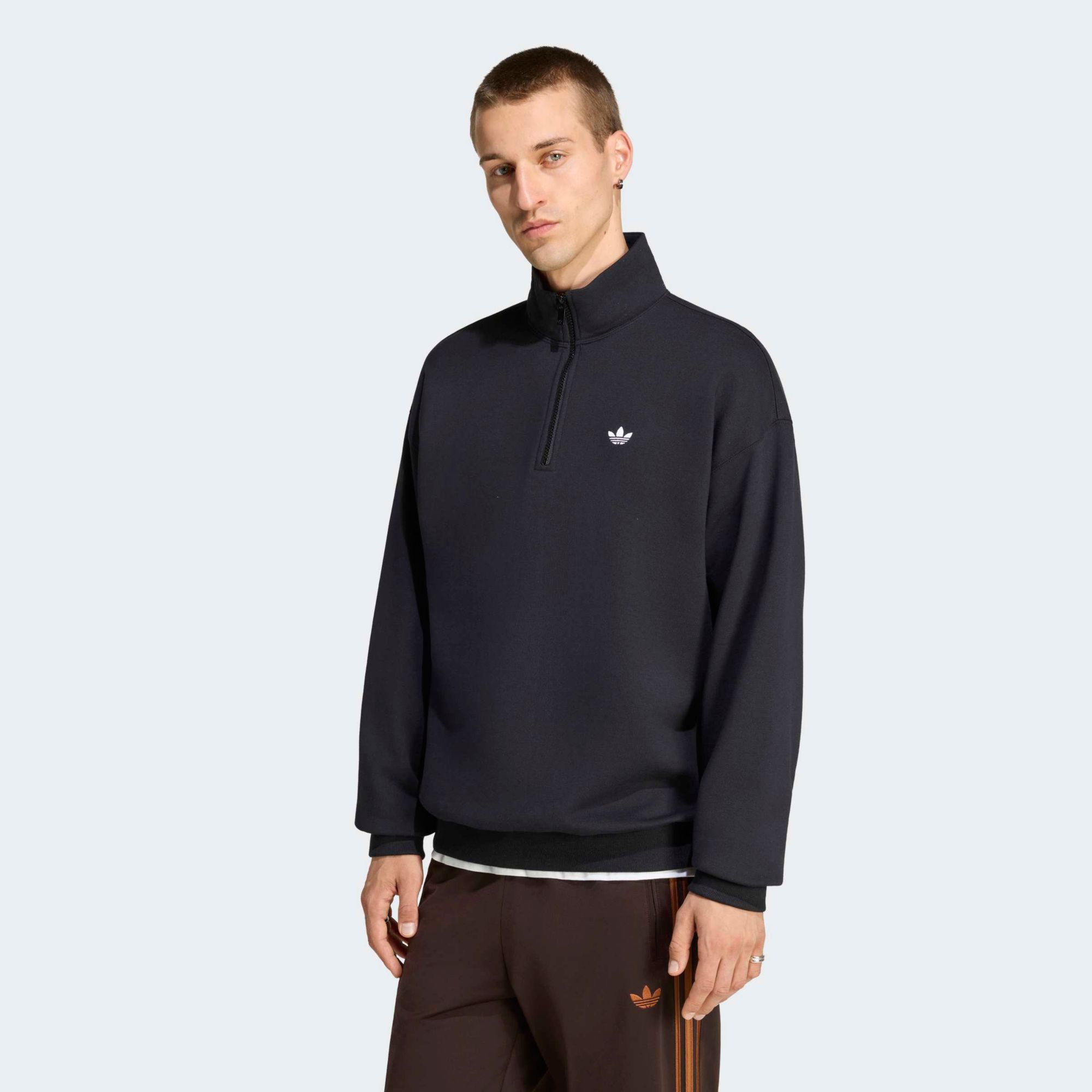 adidas Men's Essentials Solid 1/4 Zip, Large, Black