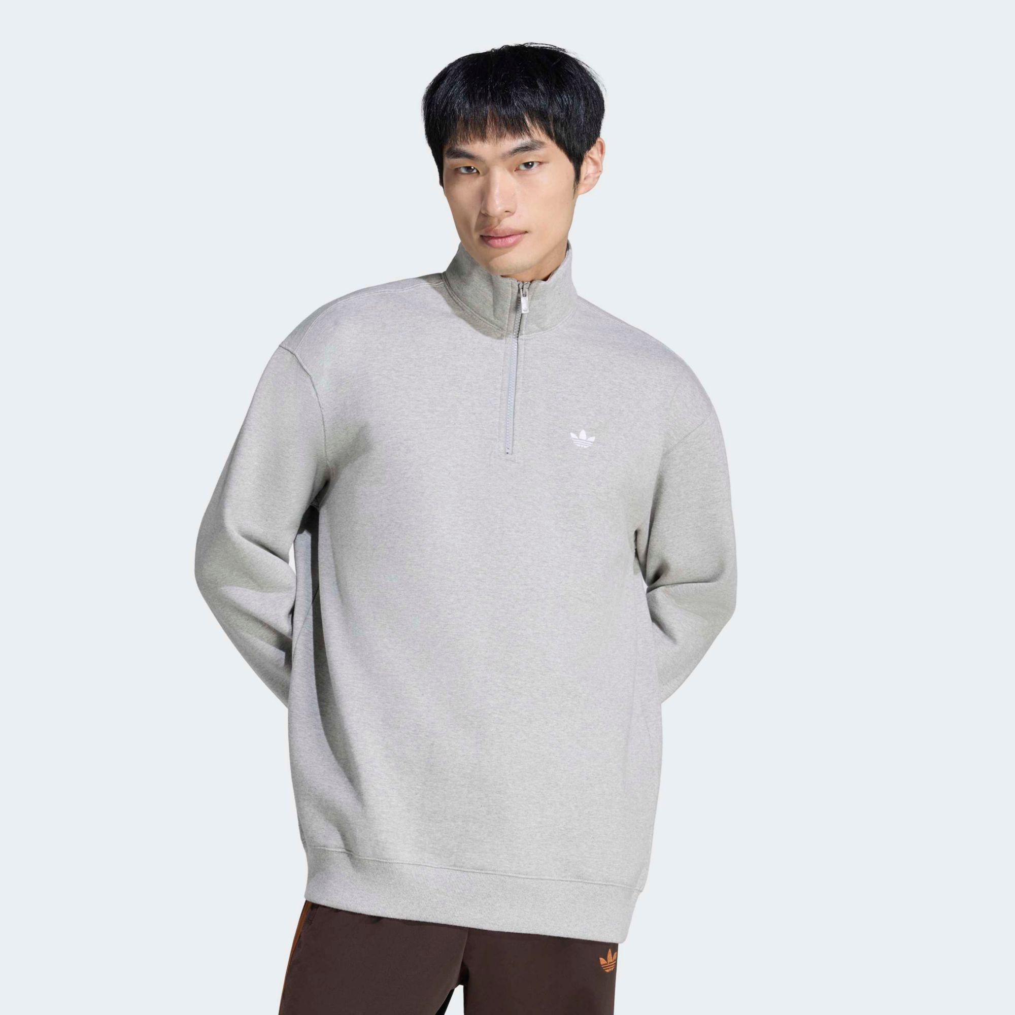 adidas Men's Essentials Solid 1/4 Zip, Medium, Medium Grey Heather