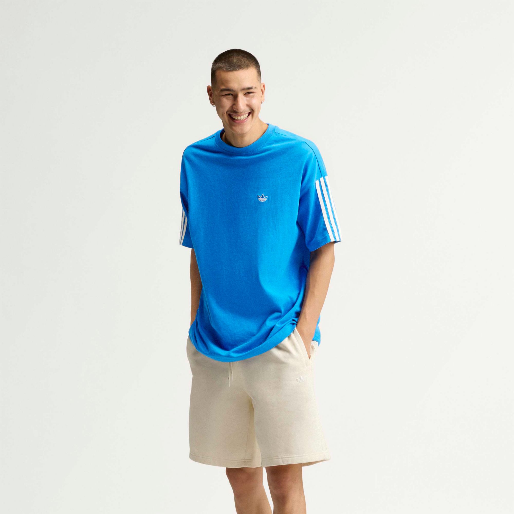 adidas Originals Men's adiSignature 3 Stripes T-Shirt, XL, Pure Blue/Off White