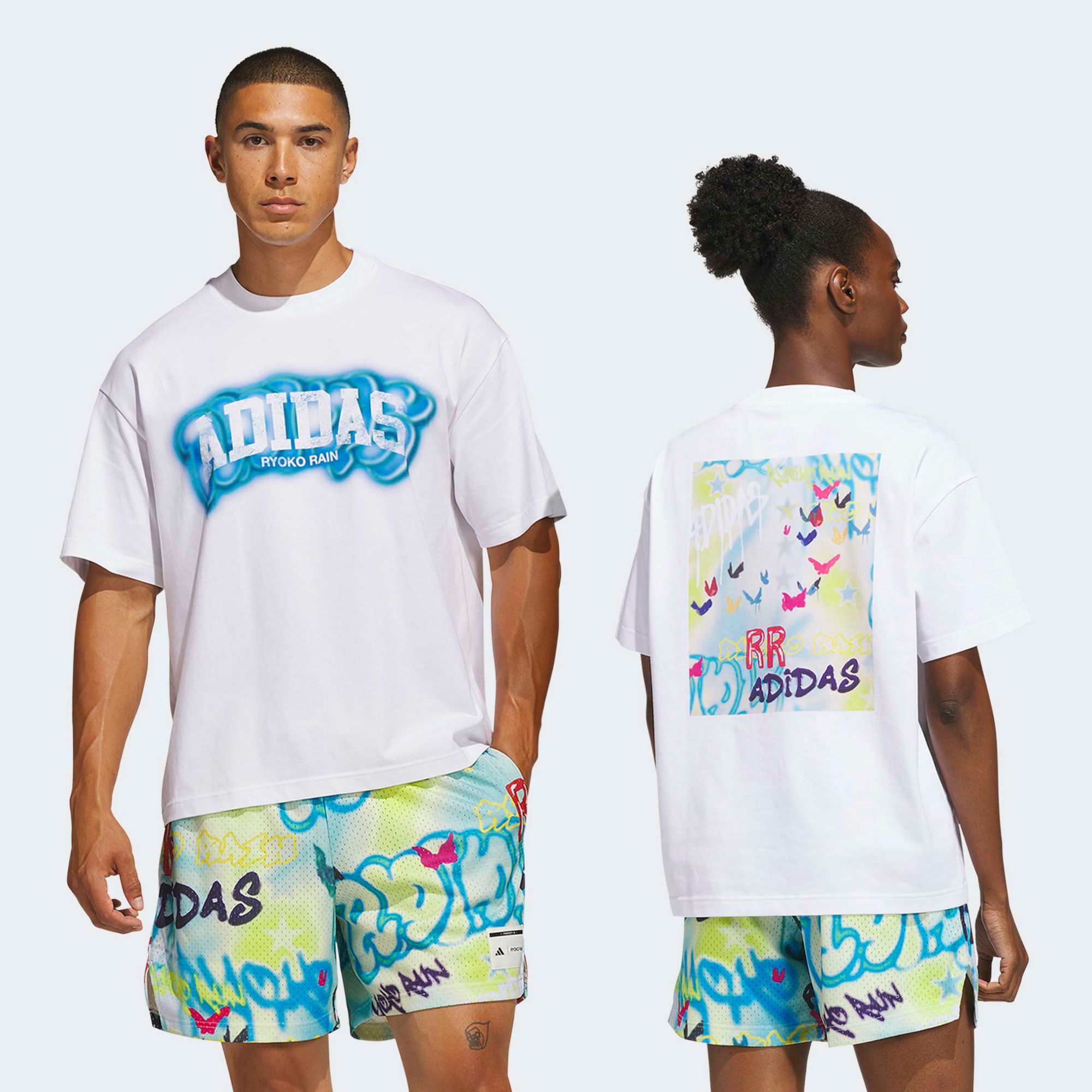 adidas Men's Ryoko Rain Graffiti Graphic Tee, Medium, White