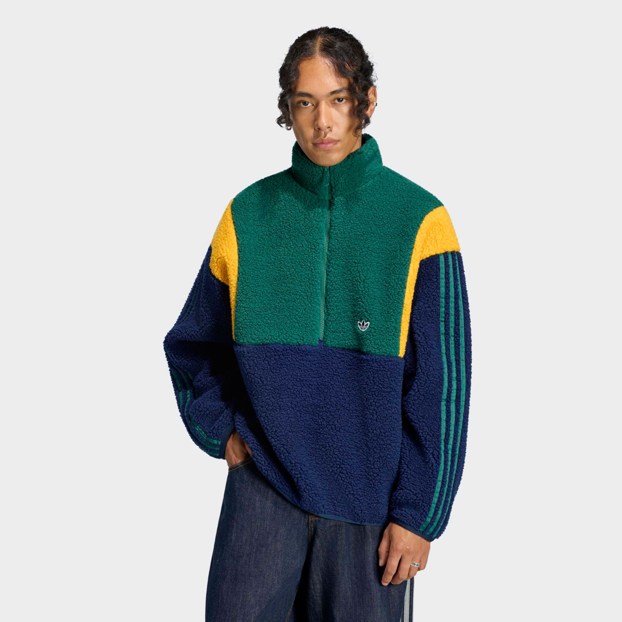 adidas Men's Winter Club Teddy Fleece Half Zip Sweatshirt